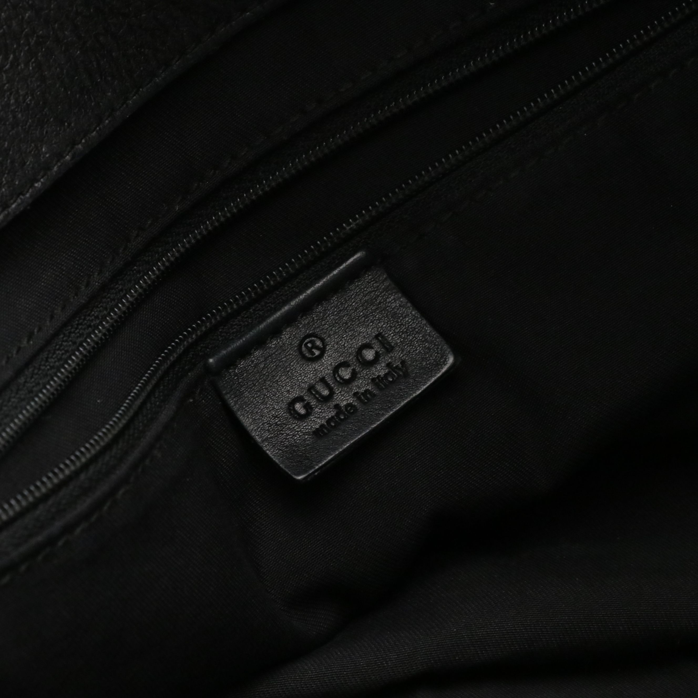 Gucci Large Abbey D-Ring Shoulder Bag in Black GG Canvas and Leather