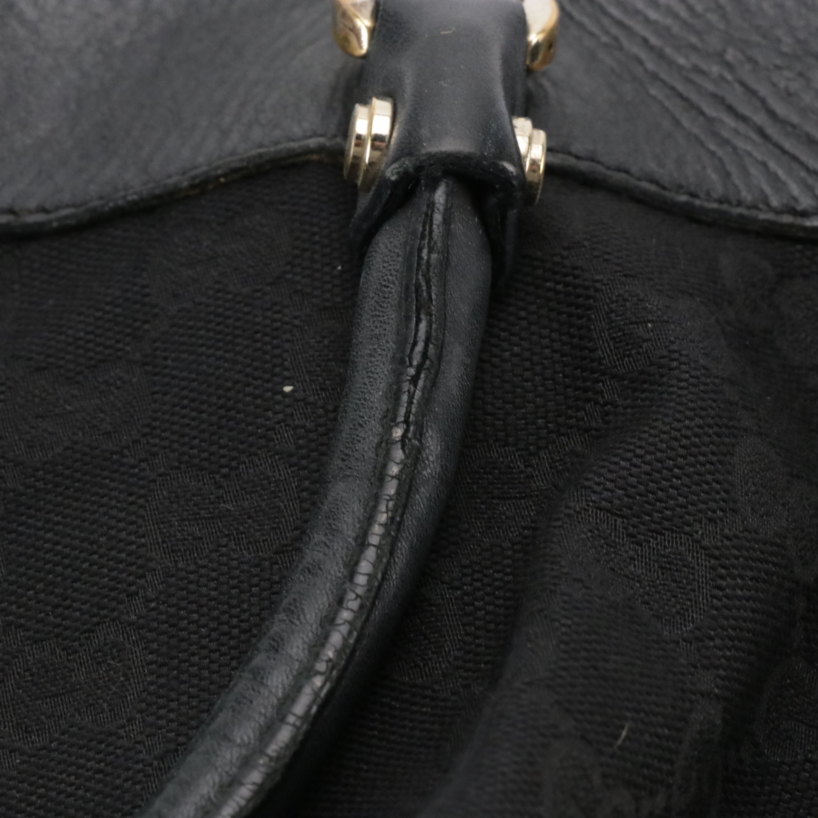 Gucci Large Abbey D-Ring Shoulder Bag in Black GG Canvas and Leather