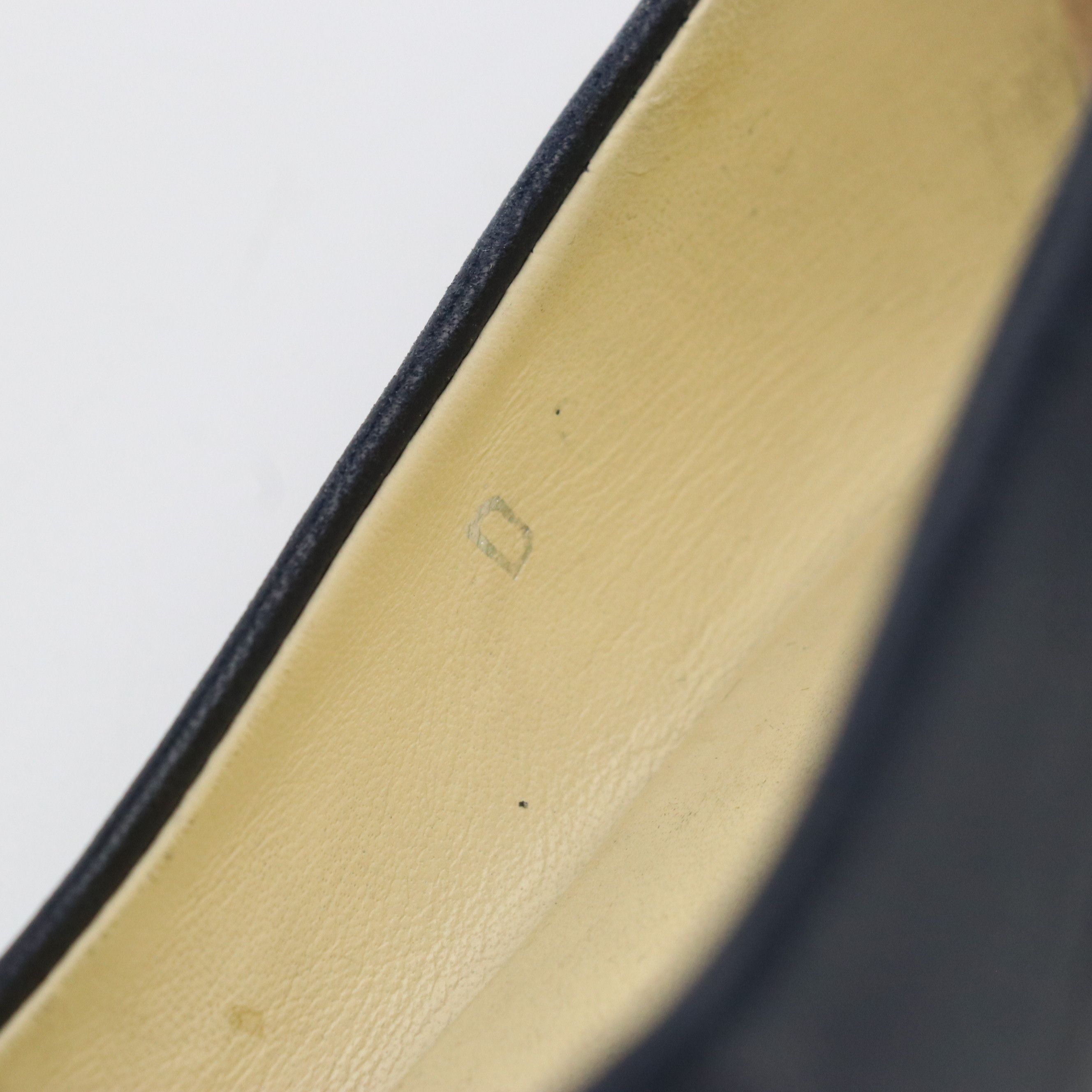 Chanel Navy Blue Lambskin Leather CC Coco Mark Camellia Flats