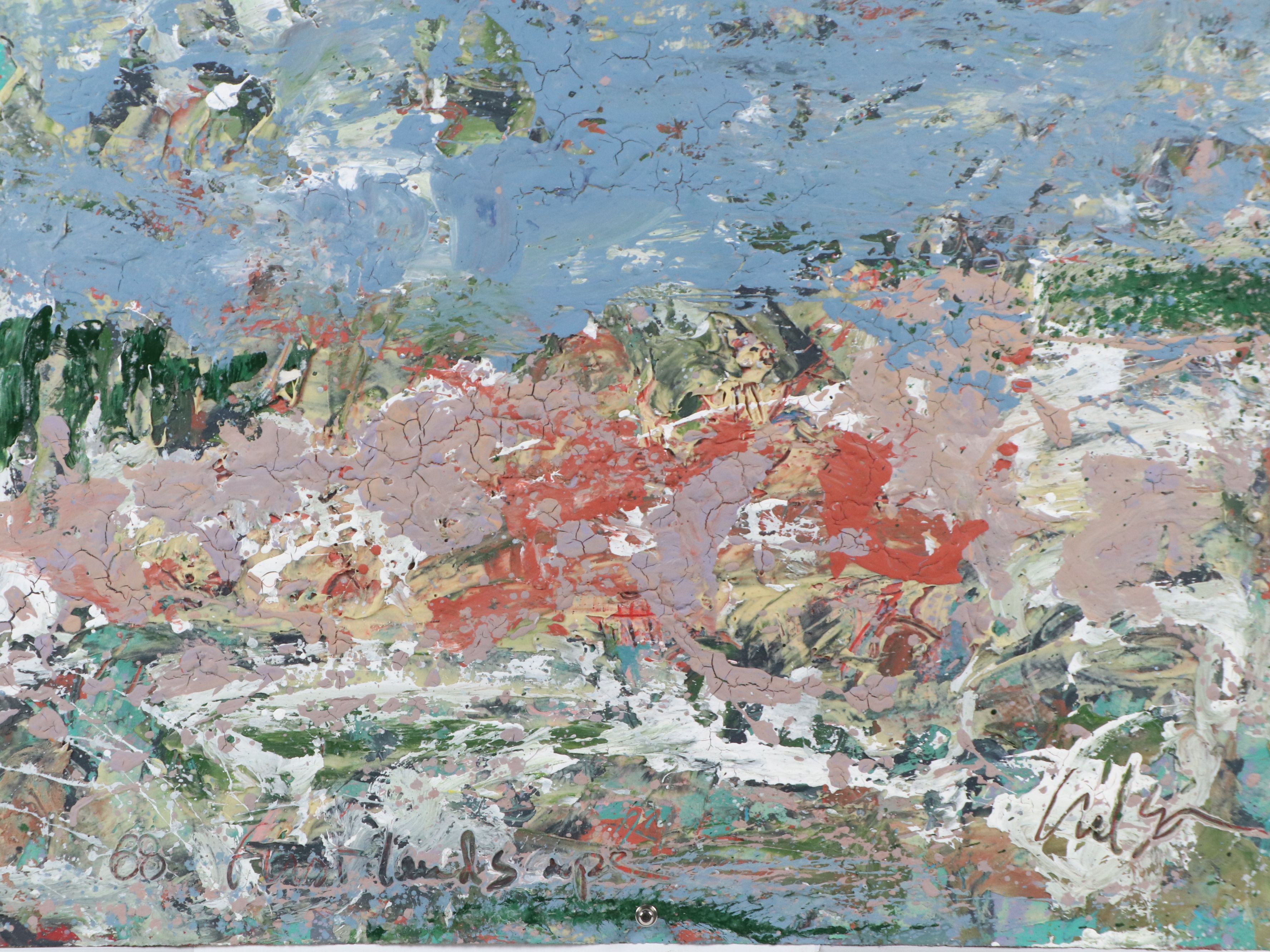 Harry Hilson Abstract Acrylic Painting "Fruit Landscape," 1980