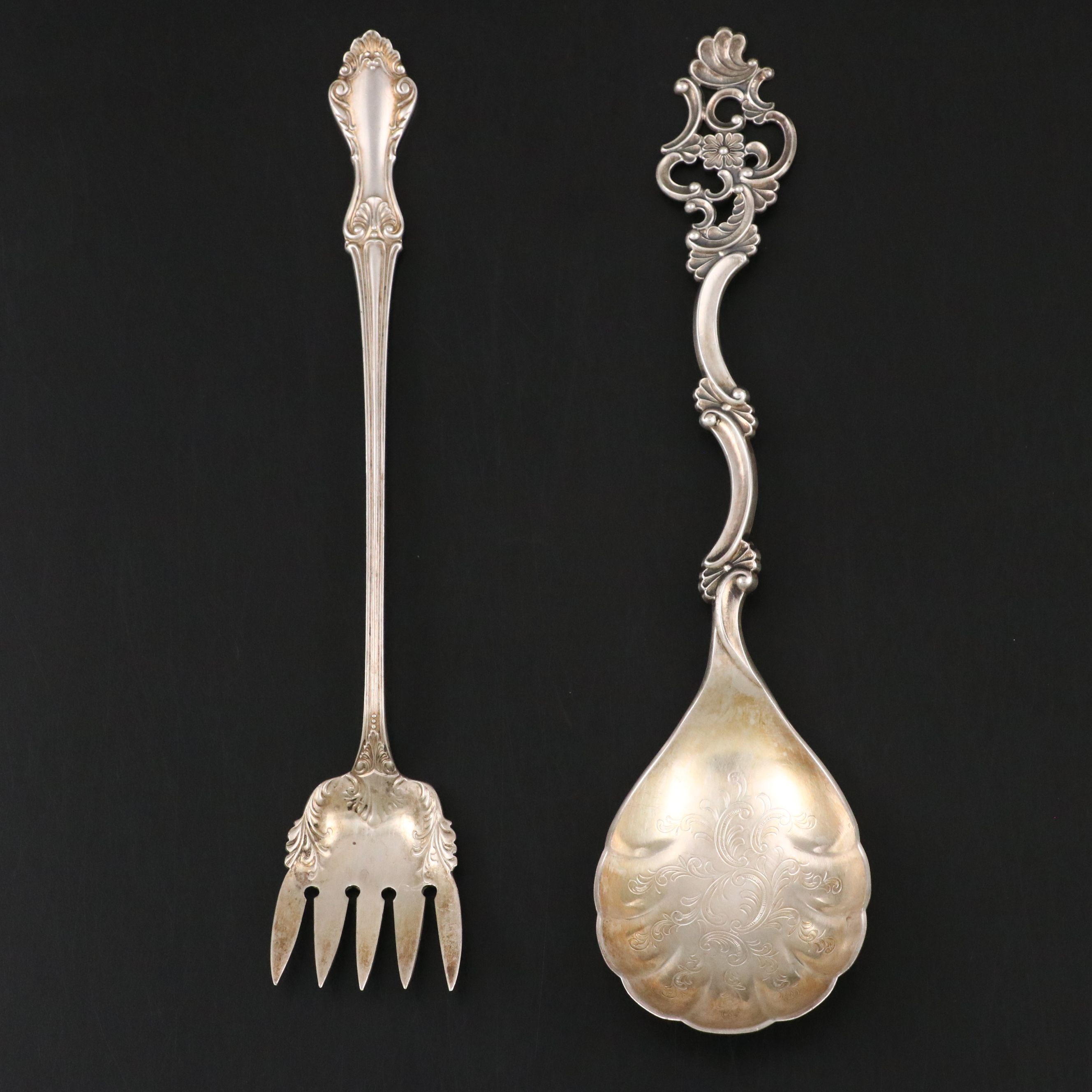 Whiting "Georgian Shell" Sterling Sardine Fork w/ Th. Marthinsen Sterling Spoon