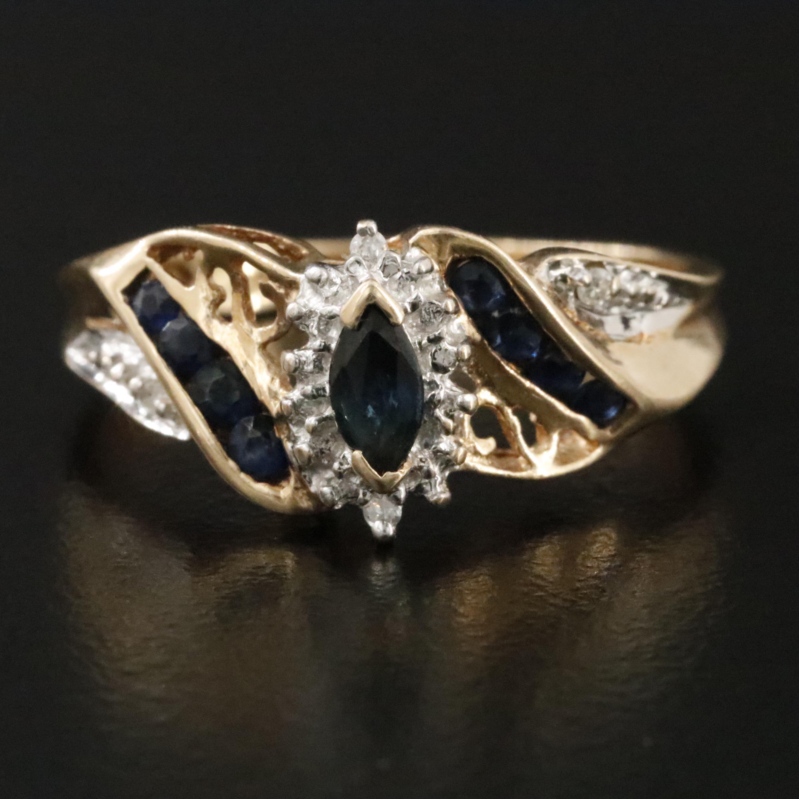 10K Sapphire and Diamond Ring
