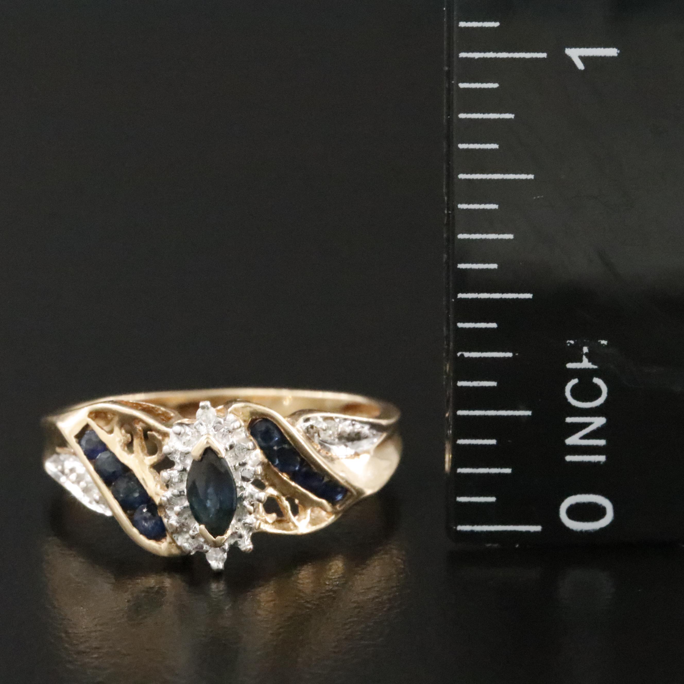 10K Sapphire and Diamond Ring