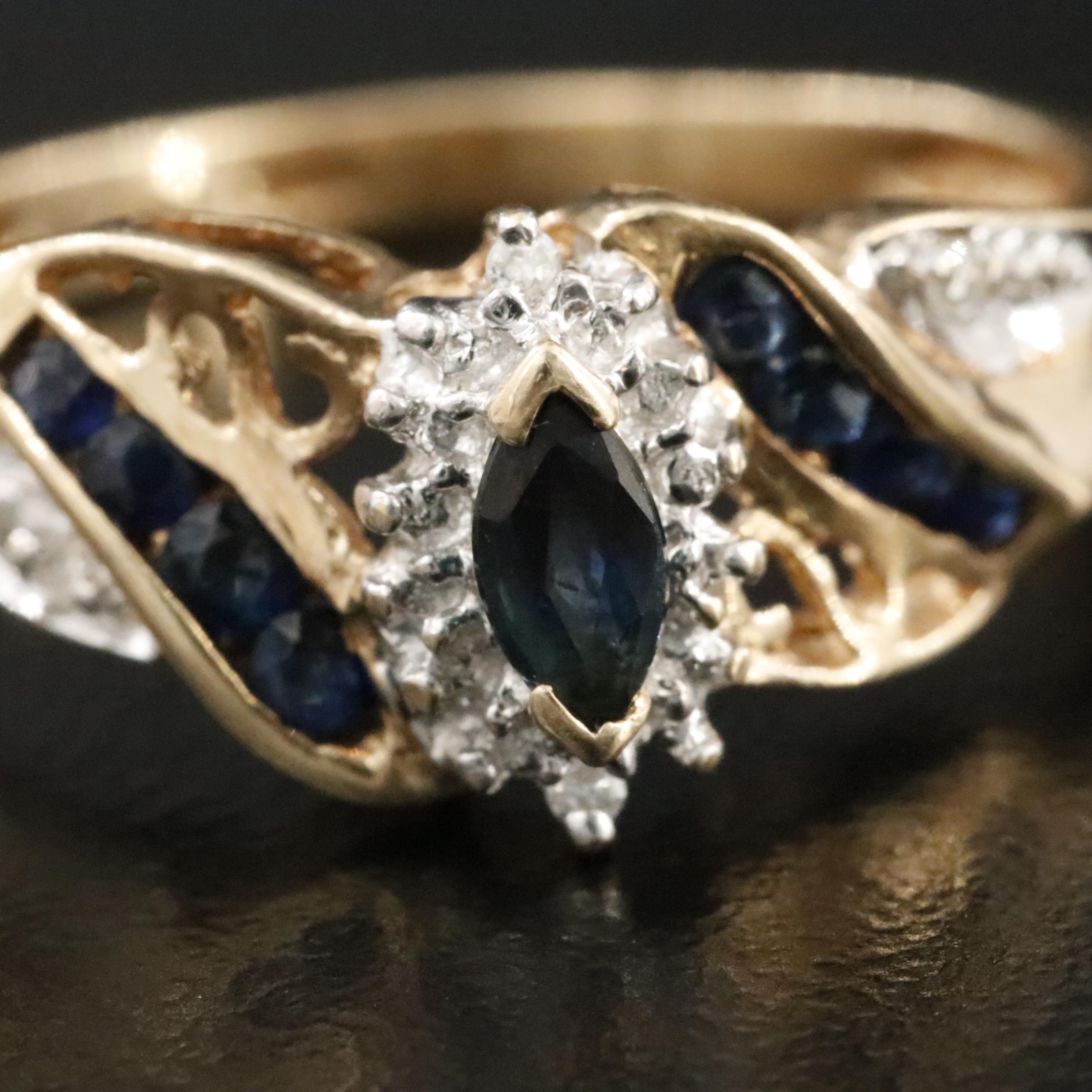 10K Sapphire and Diamond Ring