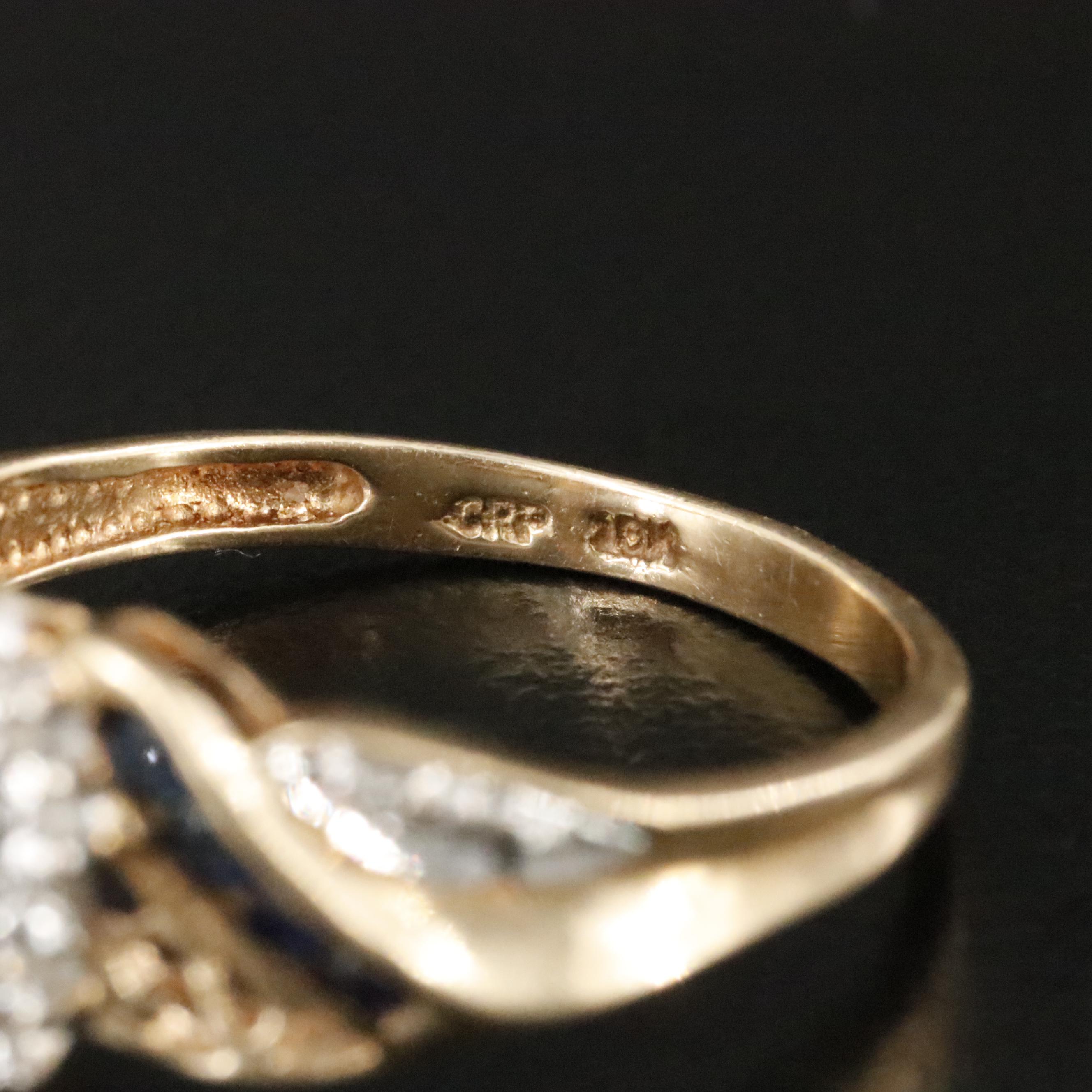 10K Sapphire and Diamond Ring