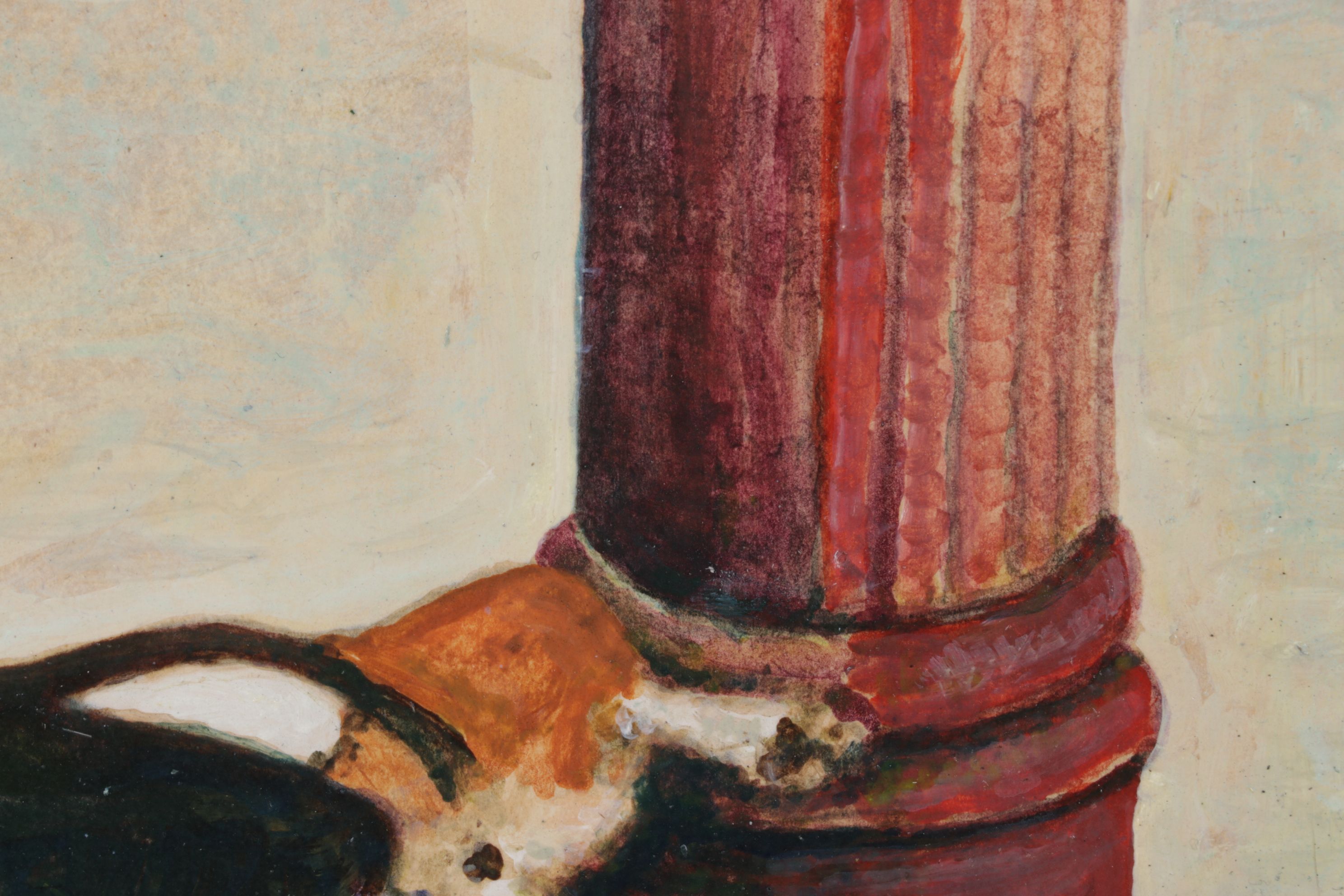 Oil Painting of Beagle and a Fire Hydrant, Late 20th Century