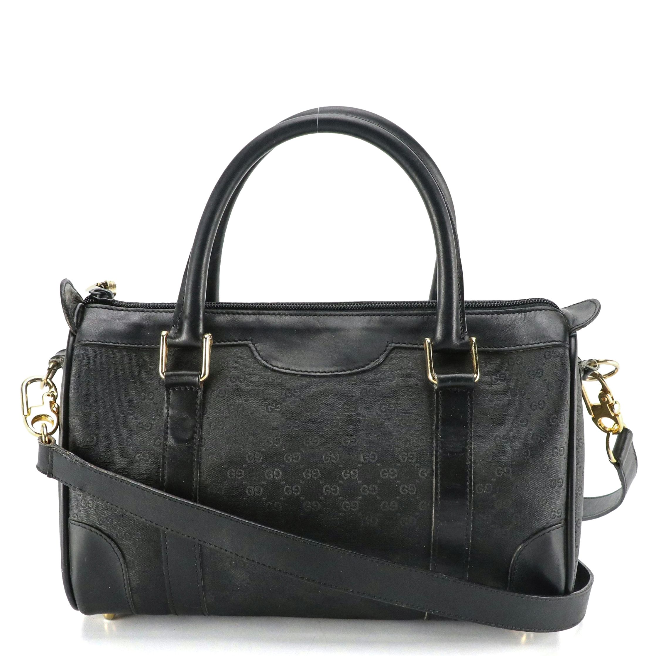 Gucci Two-Way Satchel in Black Micro GG Nylon Jacquard Canvas