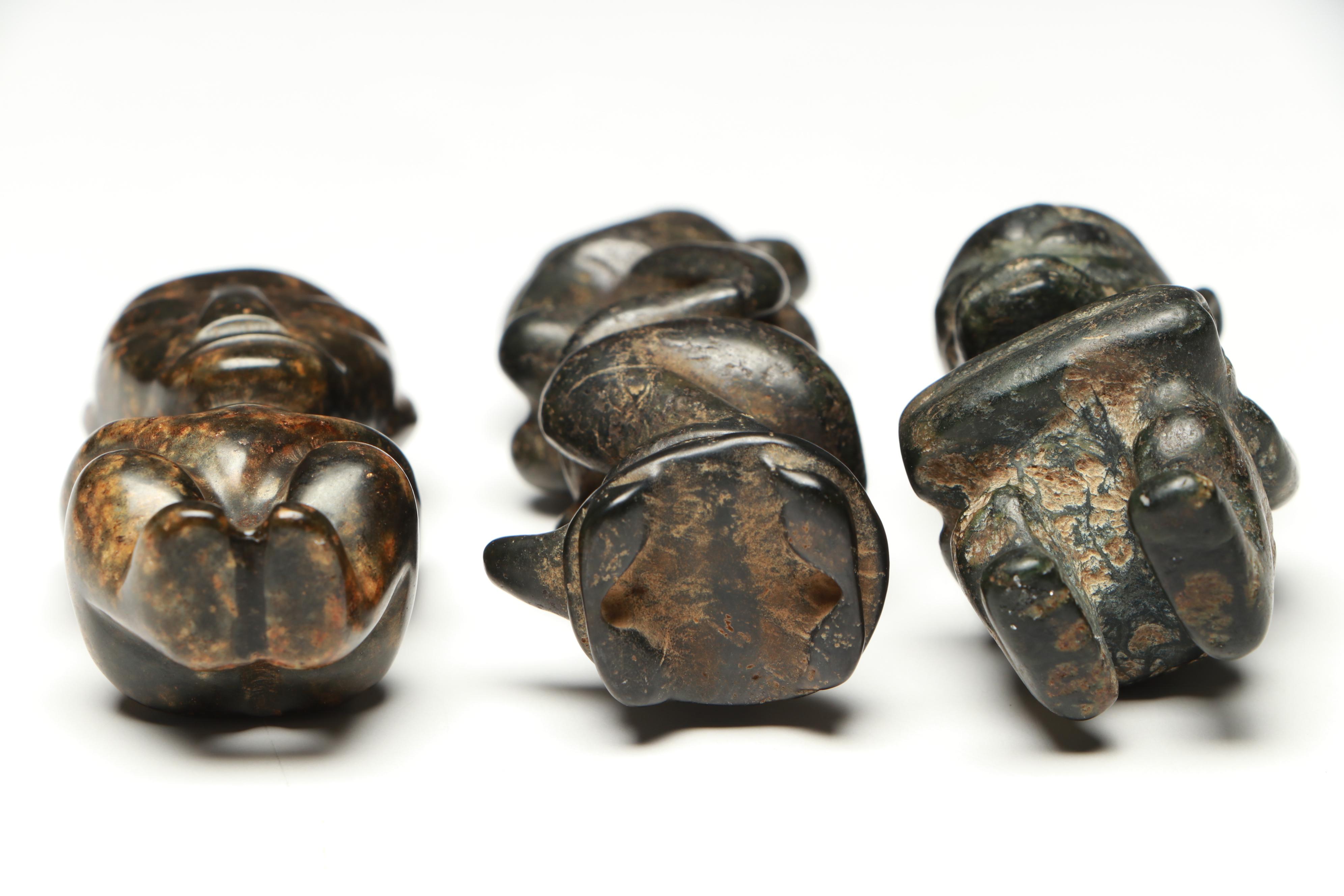 Chinese with Other Carved Serpentine Netsuke, Beads and Pendants