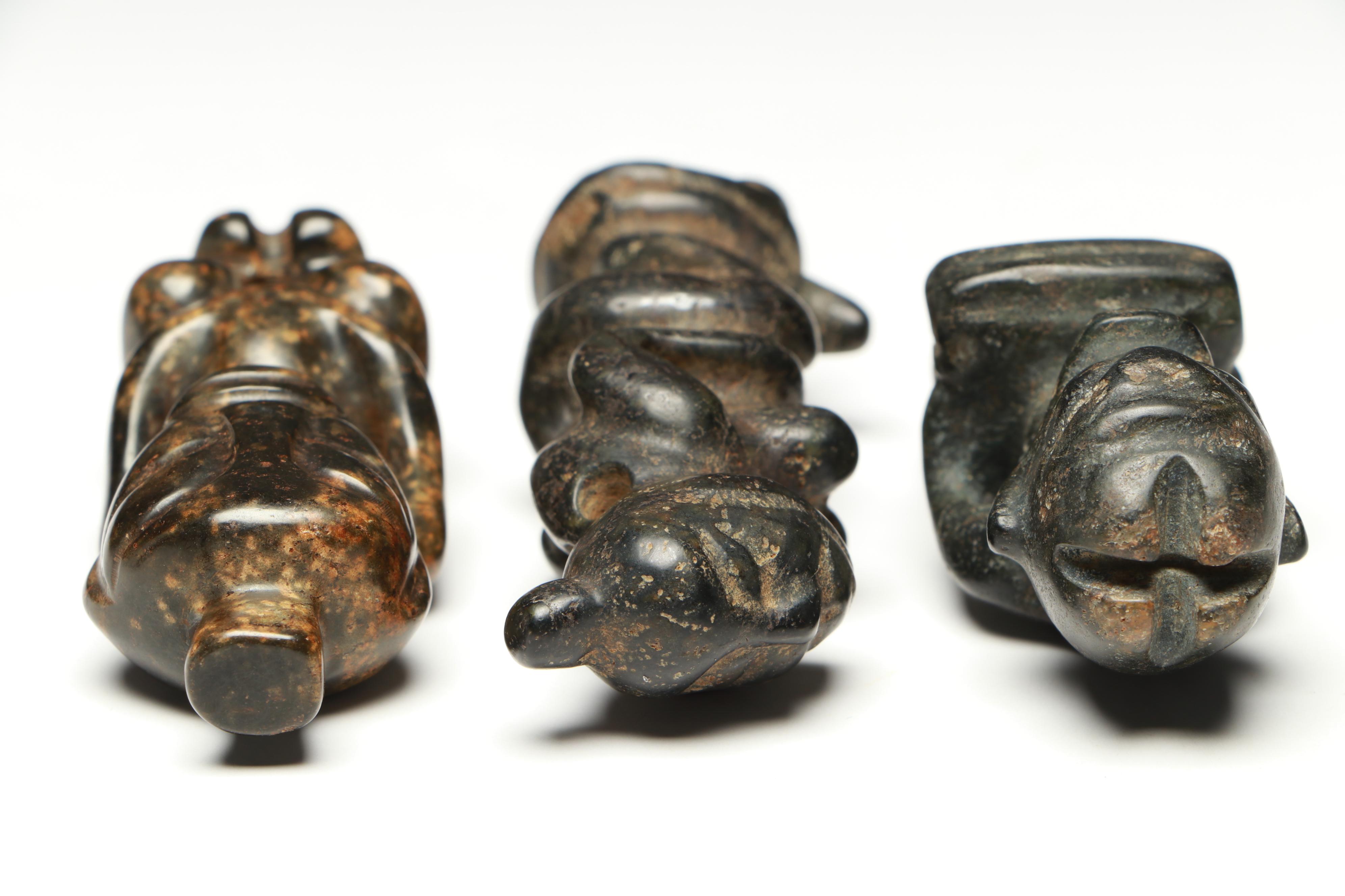 Chinese with Other Carved Serpentine Netsuke, Beads and Pendants