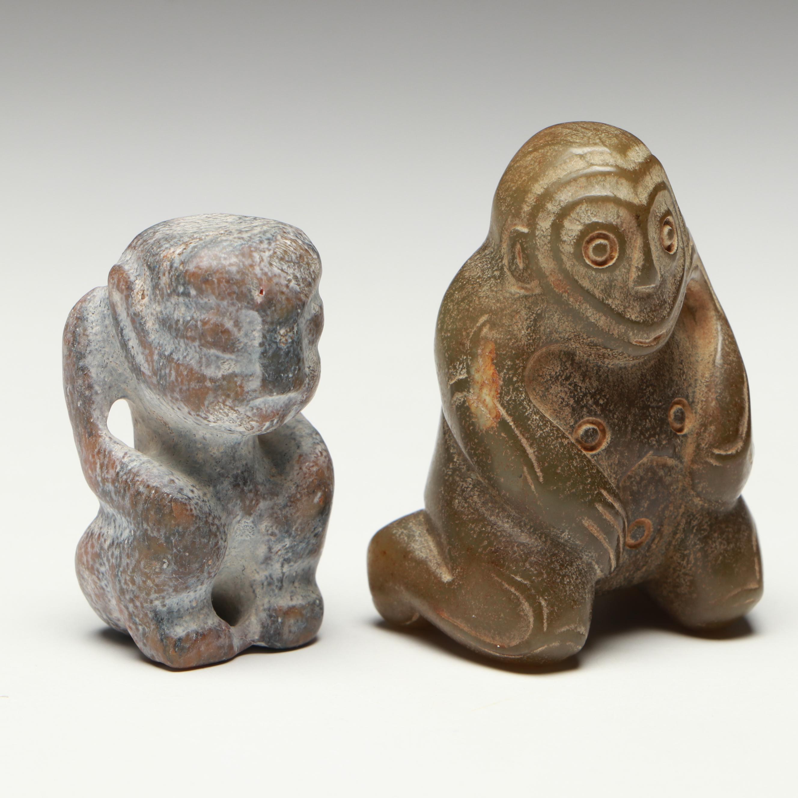 Chinese with Other Carved Serpentine Netsuke, Beads and Pendants