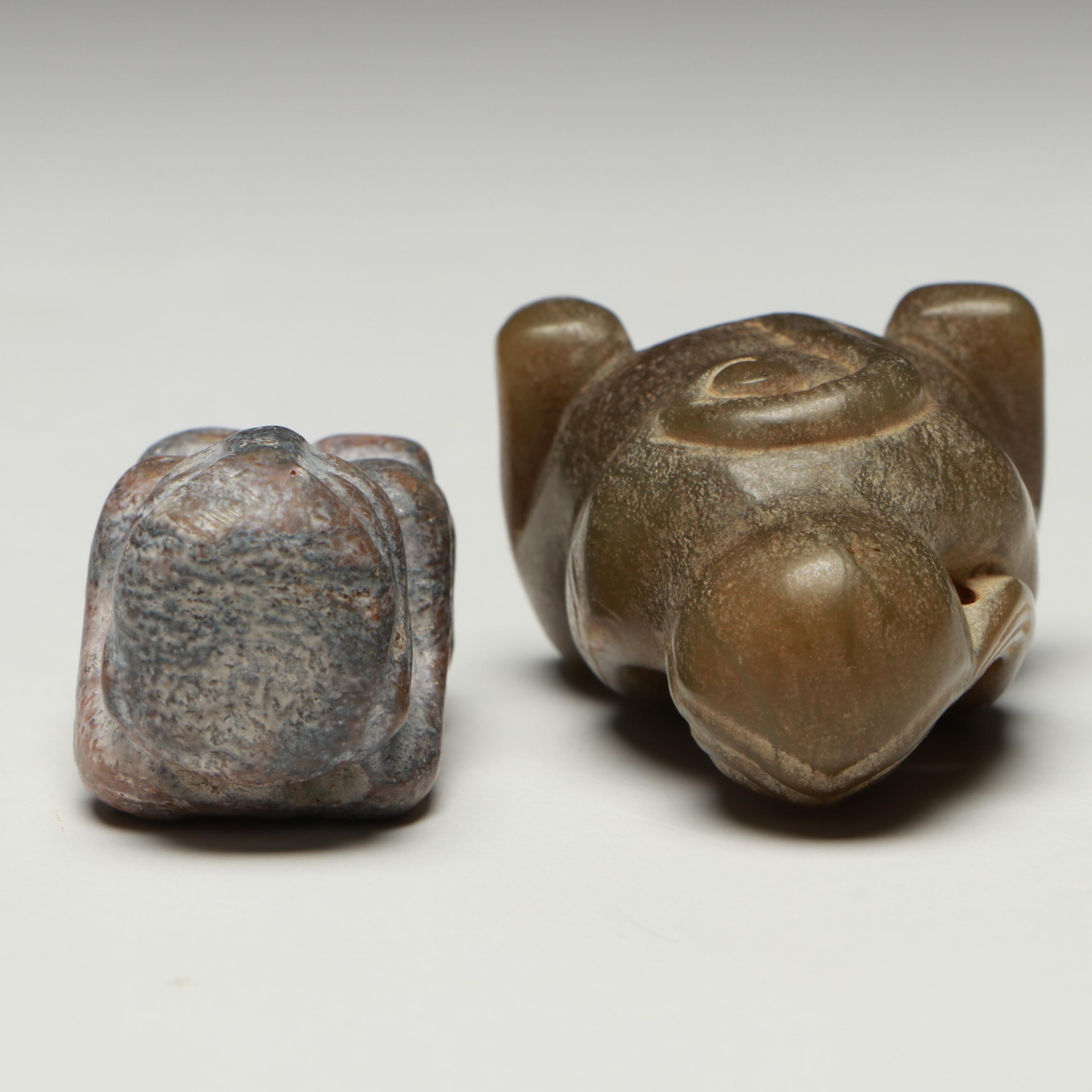 Chinese with Other Carved Serpentine Netsuke, Beads and Pendants