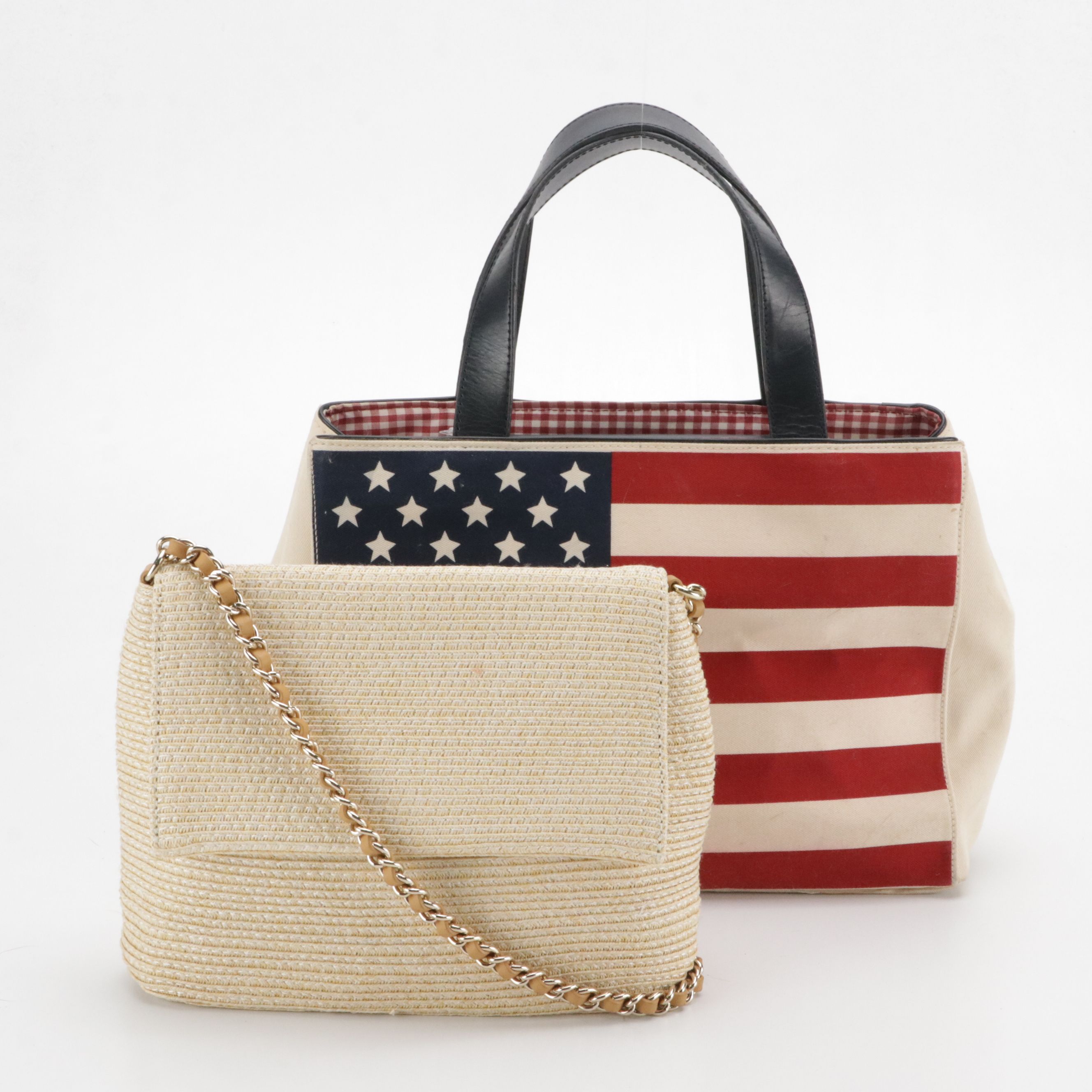 Talbots Paper Straw Crossbody and Amanda Smith American Flag Canvas Tote