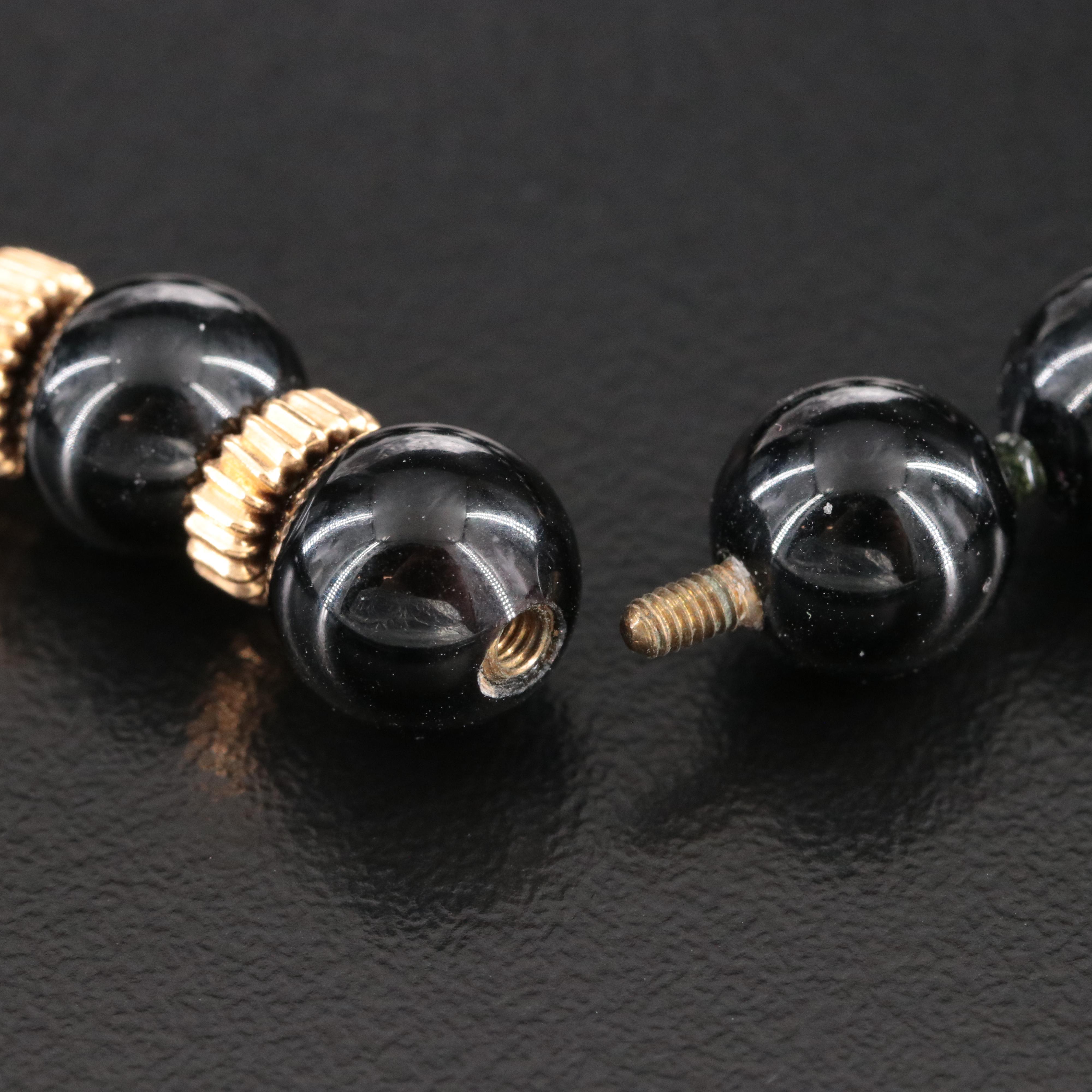 Black Onyx Necklace with 14K Fluted Bead Accent