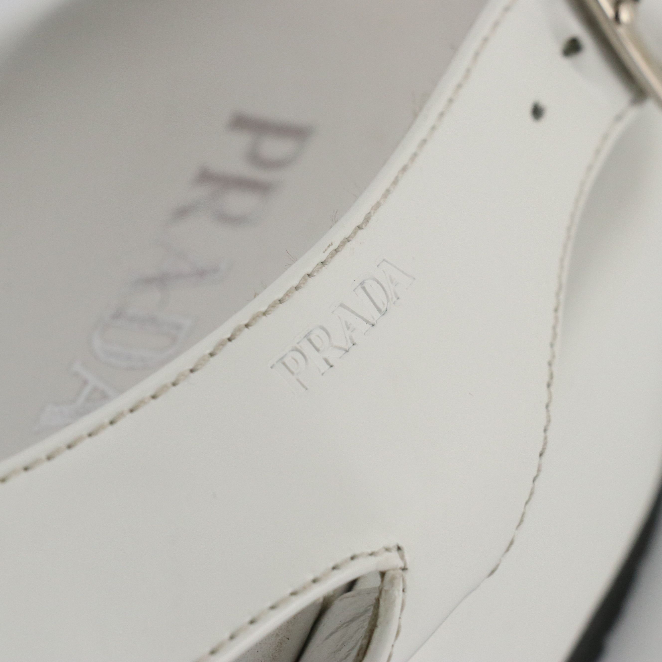 Prada White Leather Platform Sandals