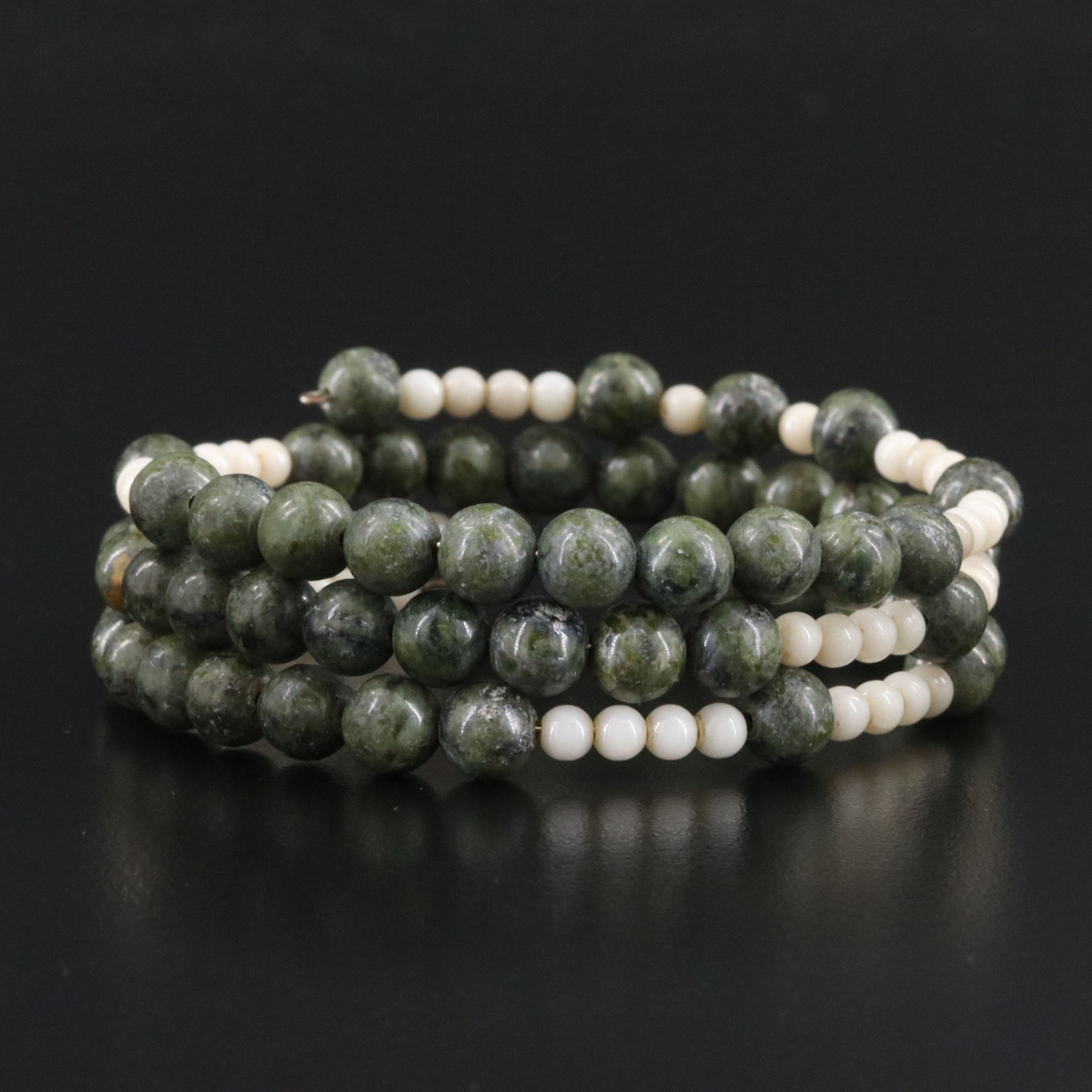 Serpentine and Glass Bracelet