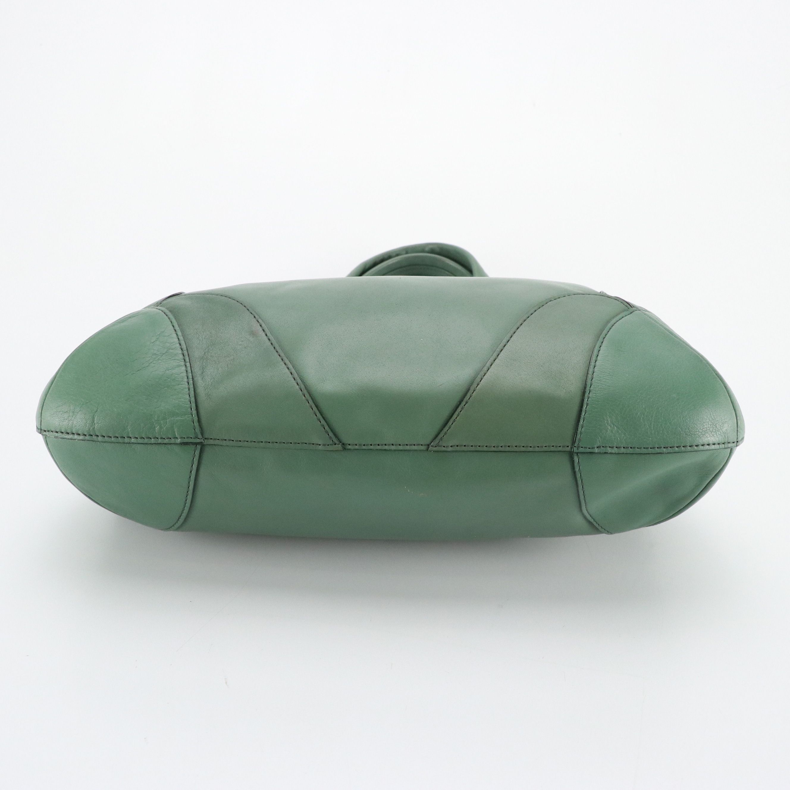 Chloé Logo Plate Handbag in Sea Green Calfskin Leather