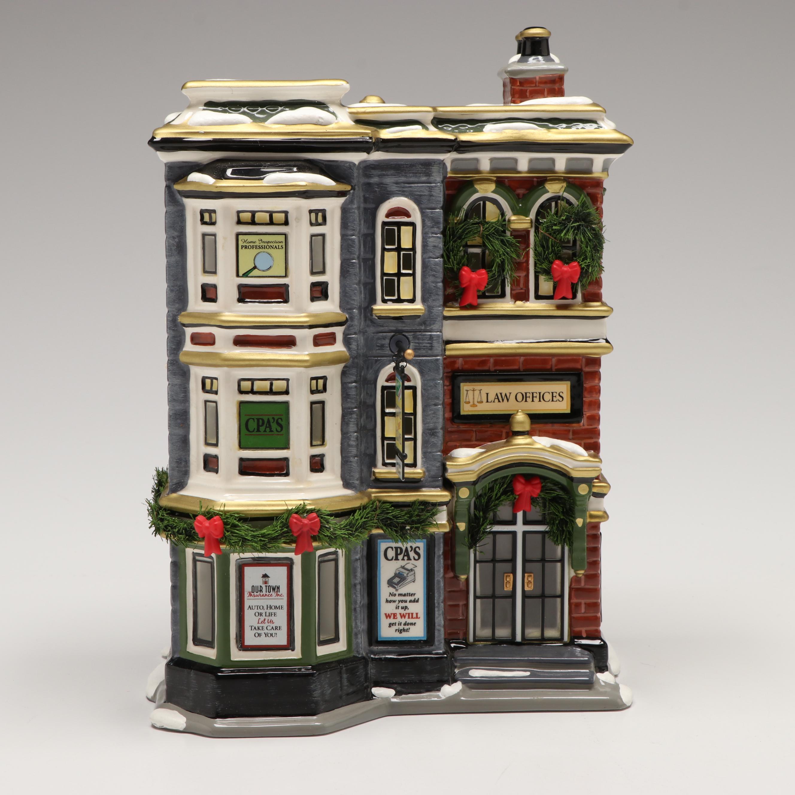 Department 56 "Main Street Office Building" Snow Village Ceramic Decoration