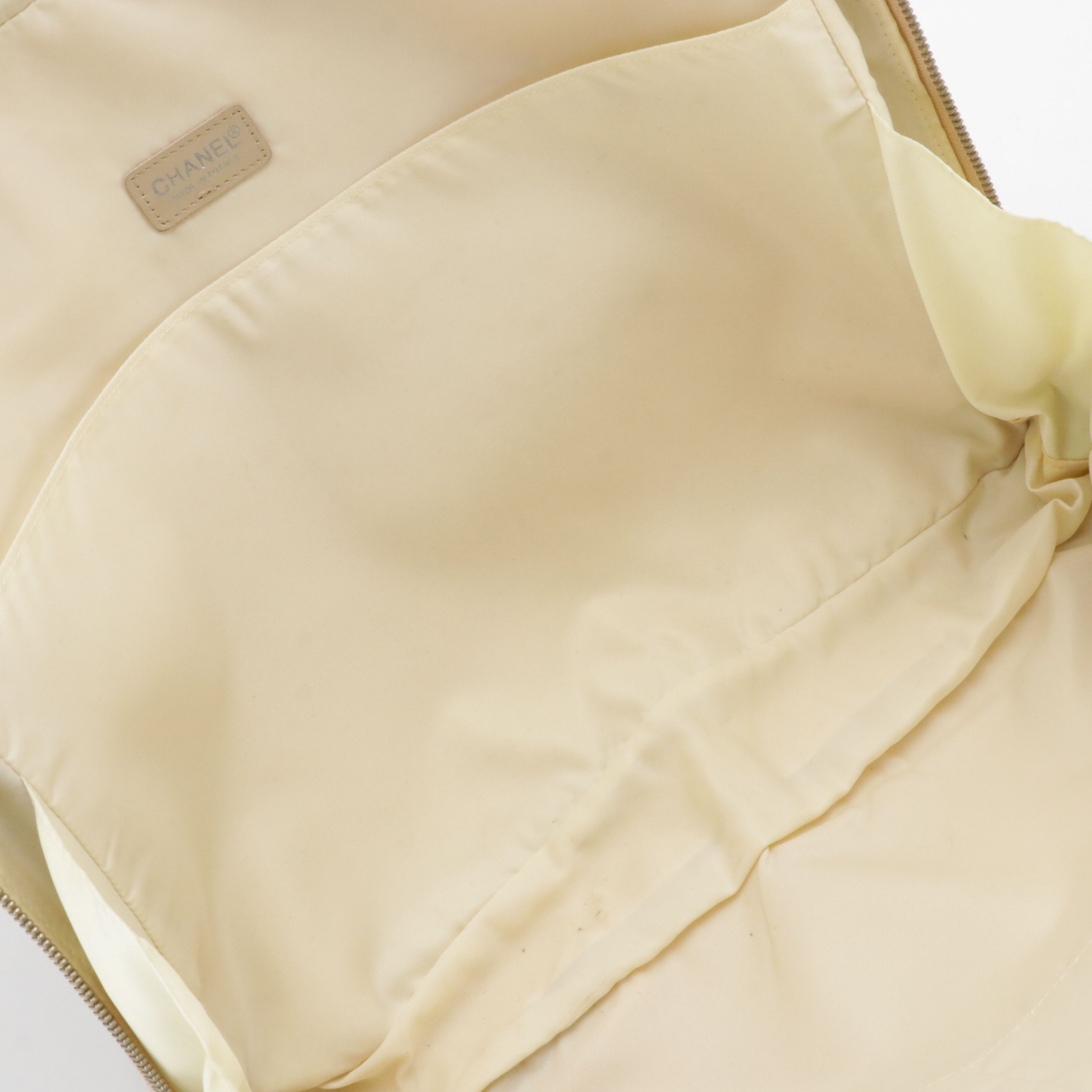 Chanel Travel Ligne Zip-Around Briefcase Bag Beige CC Jacquard with Leather Trim