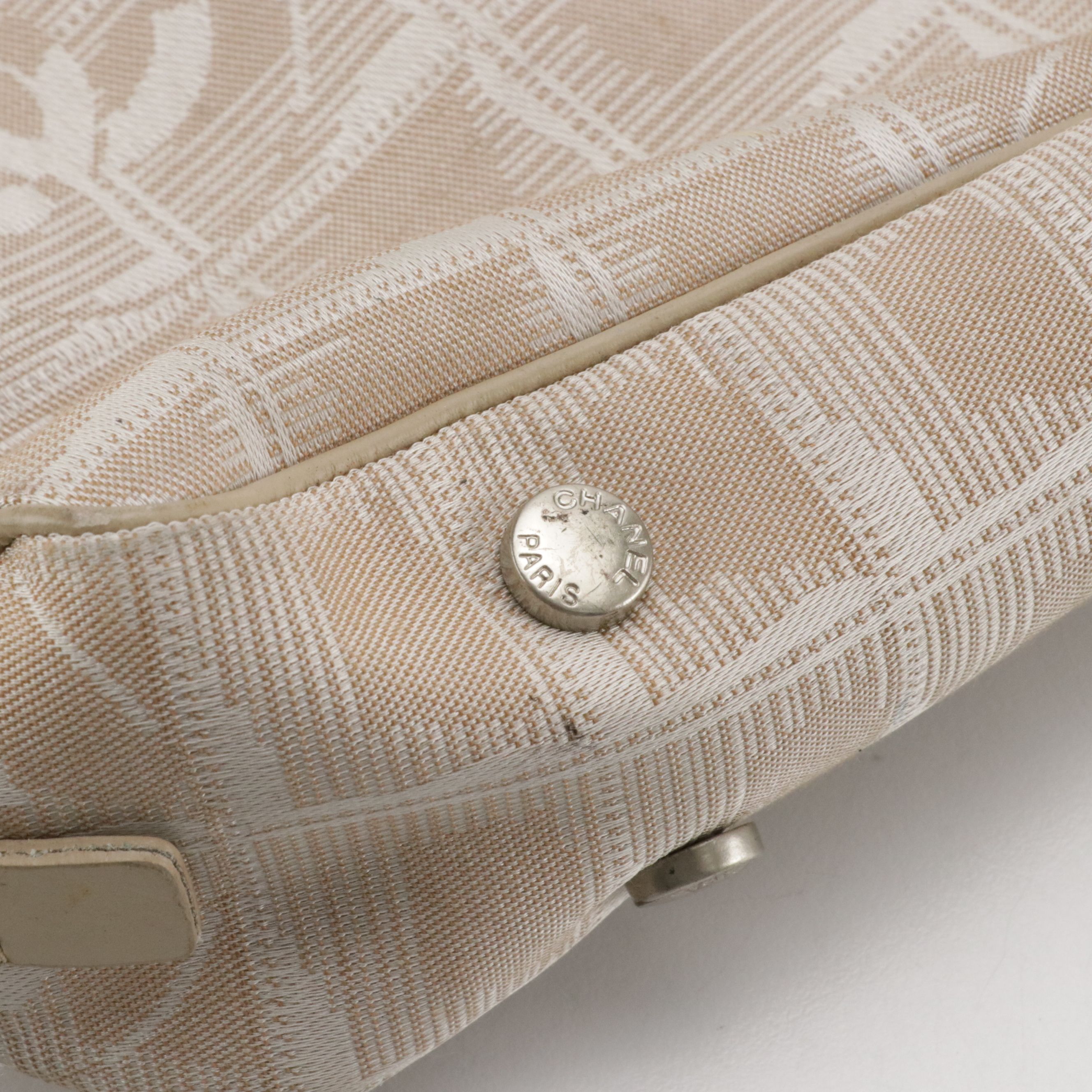 Chanel Travel Ligne Zip-Around Briefcase Bag Beige CC Jacquard with Leather Trim