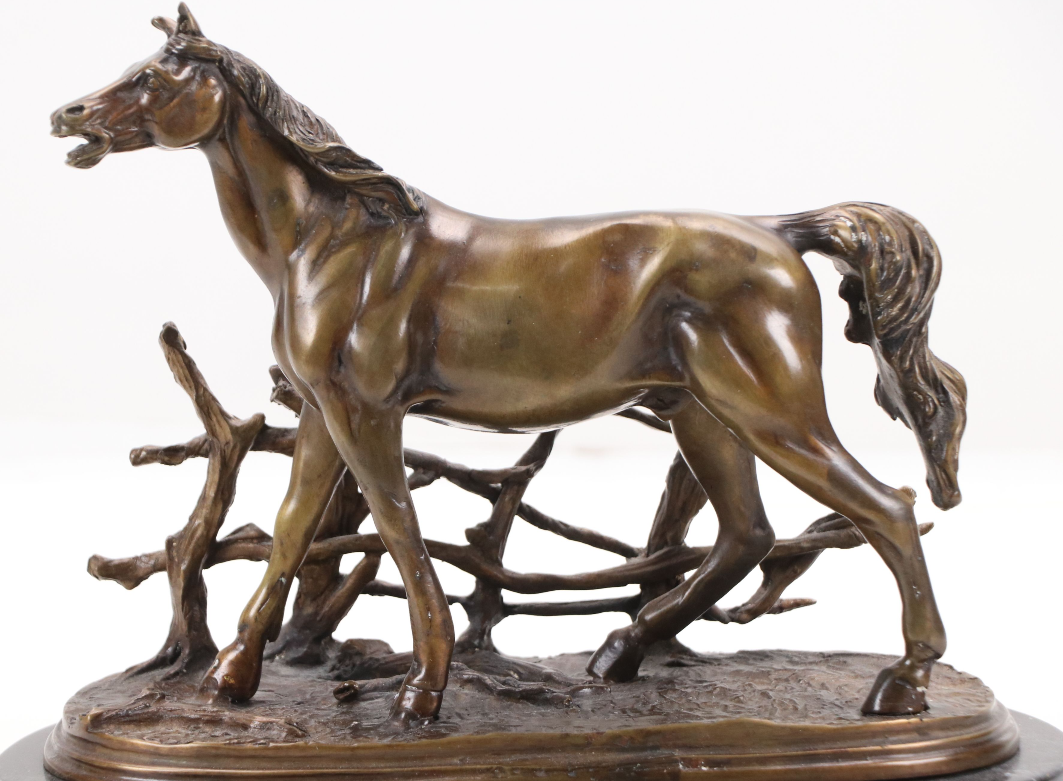 Bronze Sculpture After Pierre-Jules Mêne "Horse at the Fence"