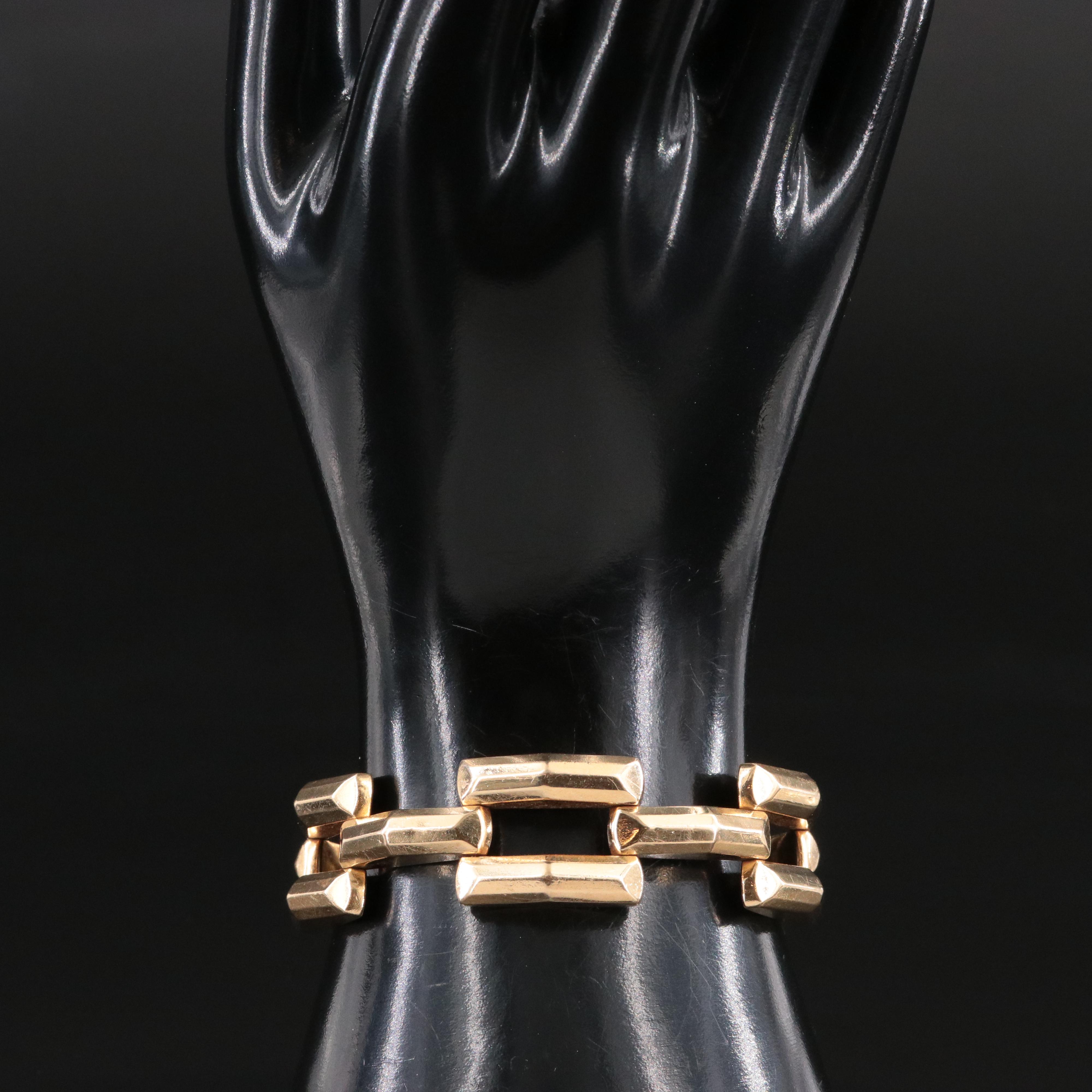 14K Fancy Gate Link Bracelet