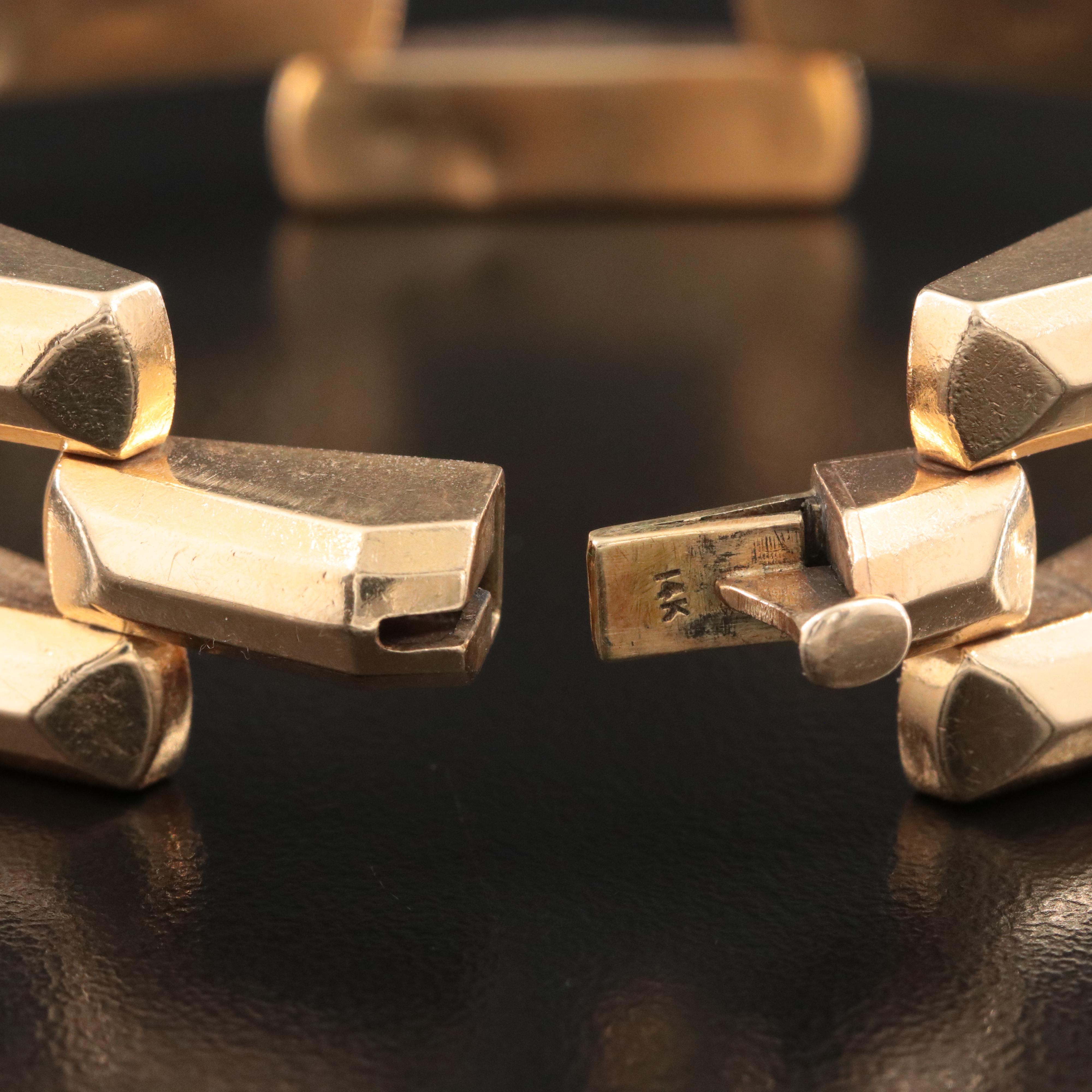 14K Fancy Gate Link Bracelet