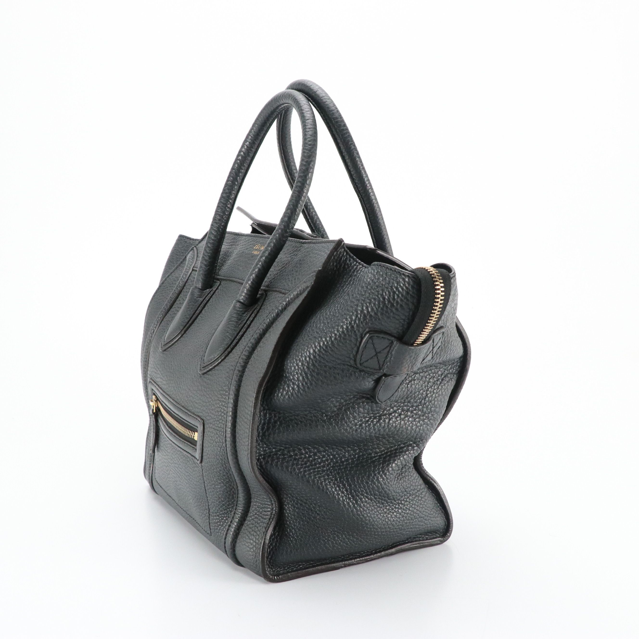 Celine Micro Luggage Bag in Grey Drummed Calfskin Leather