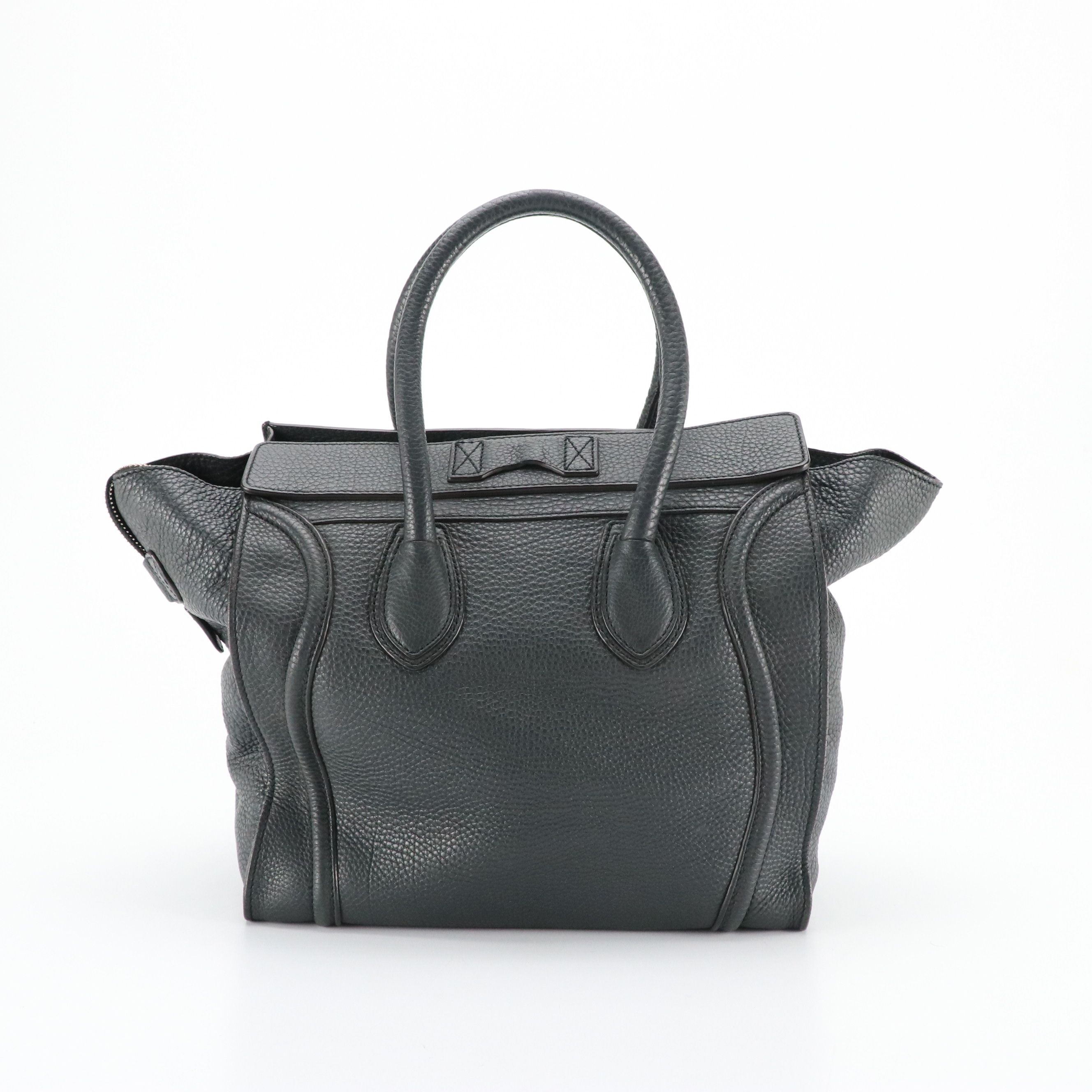 Celine Micro Luggage Bag in Grey Drummed Calfskin Leather