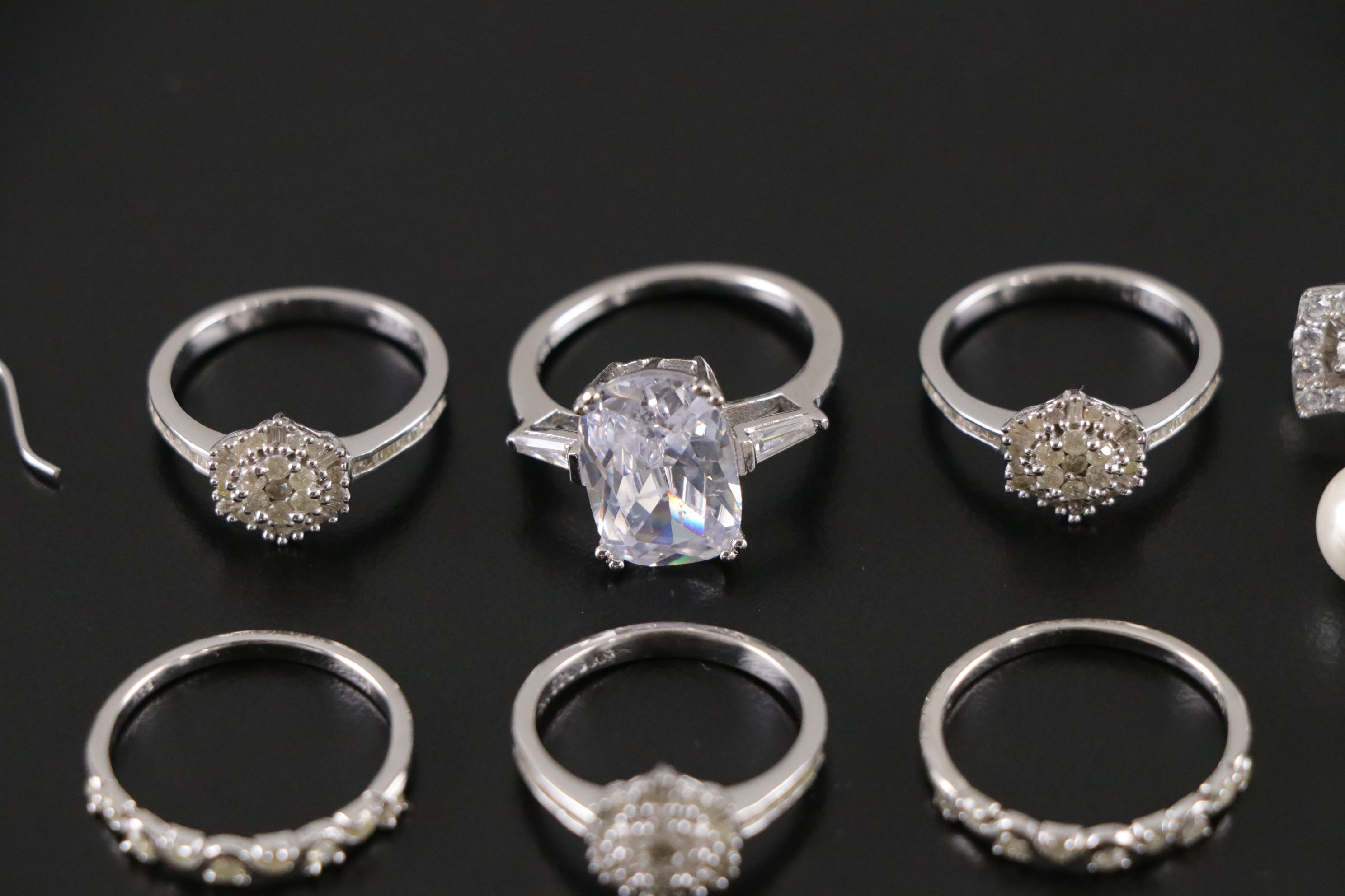 14 Assorted Sterling Silver Rings and Earrings