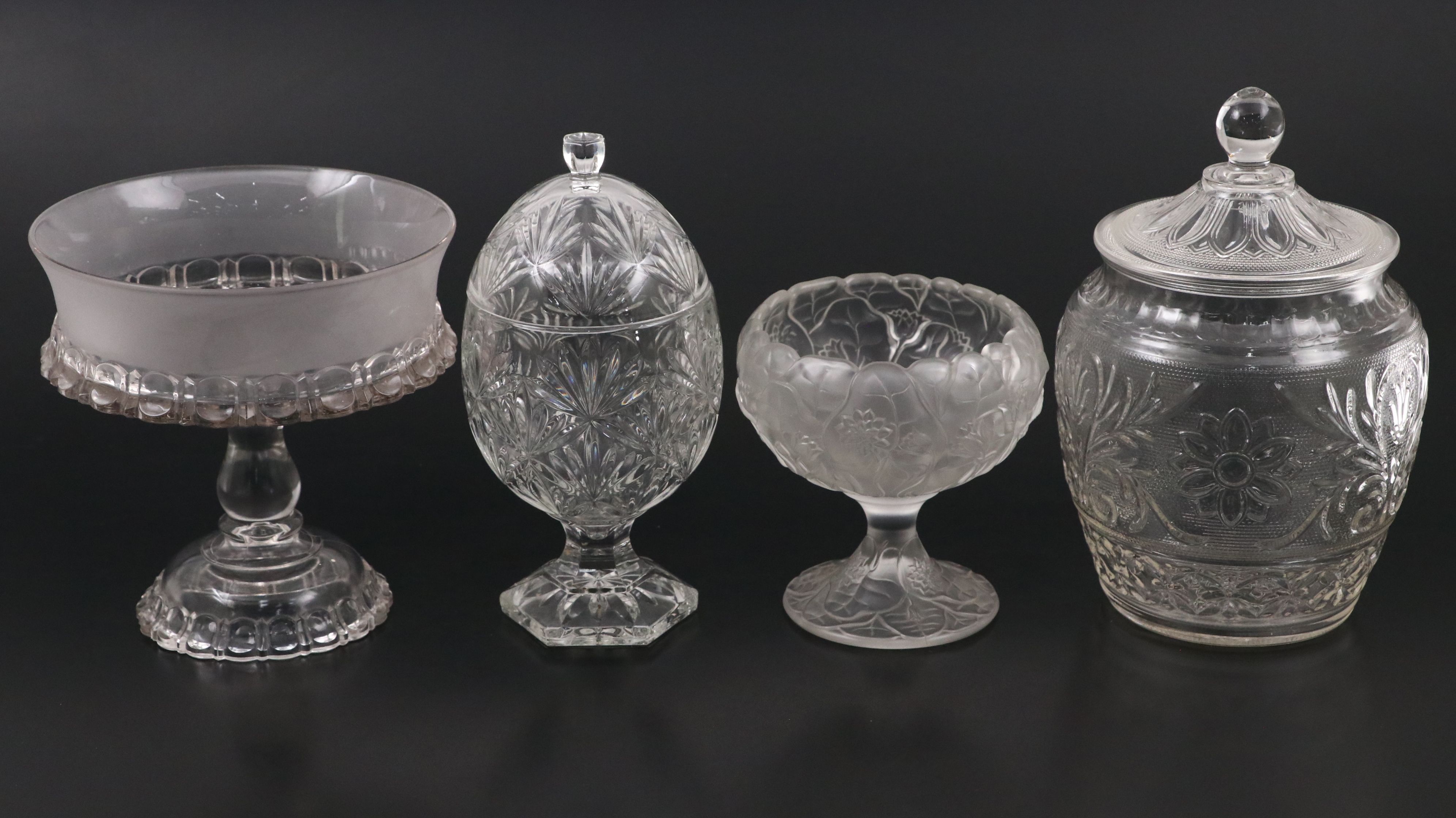 Fenton "Water Lily" Satin Compote with American Brilliant and More Glassware