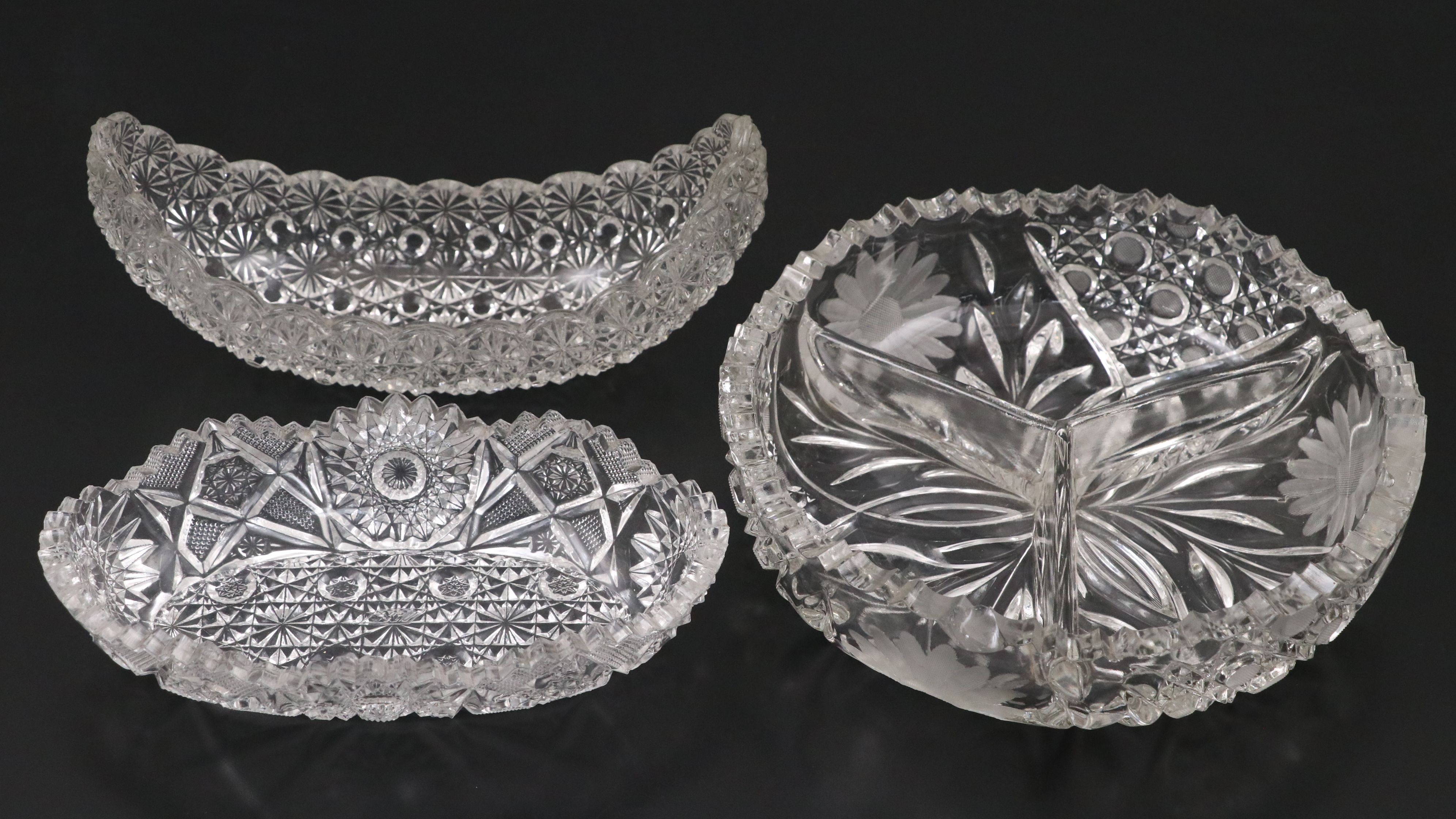 Fenton "Water Lily" Satin Compote with American Brilliant and More Glassware