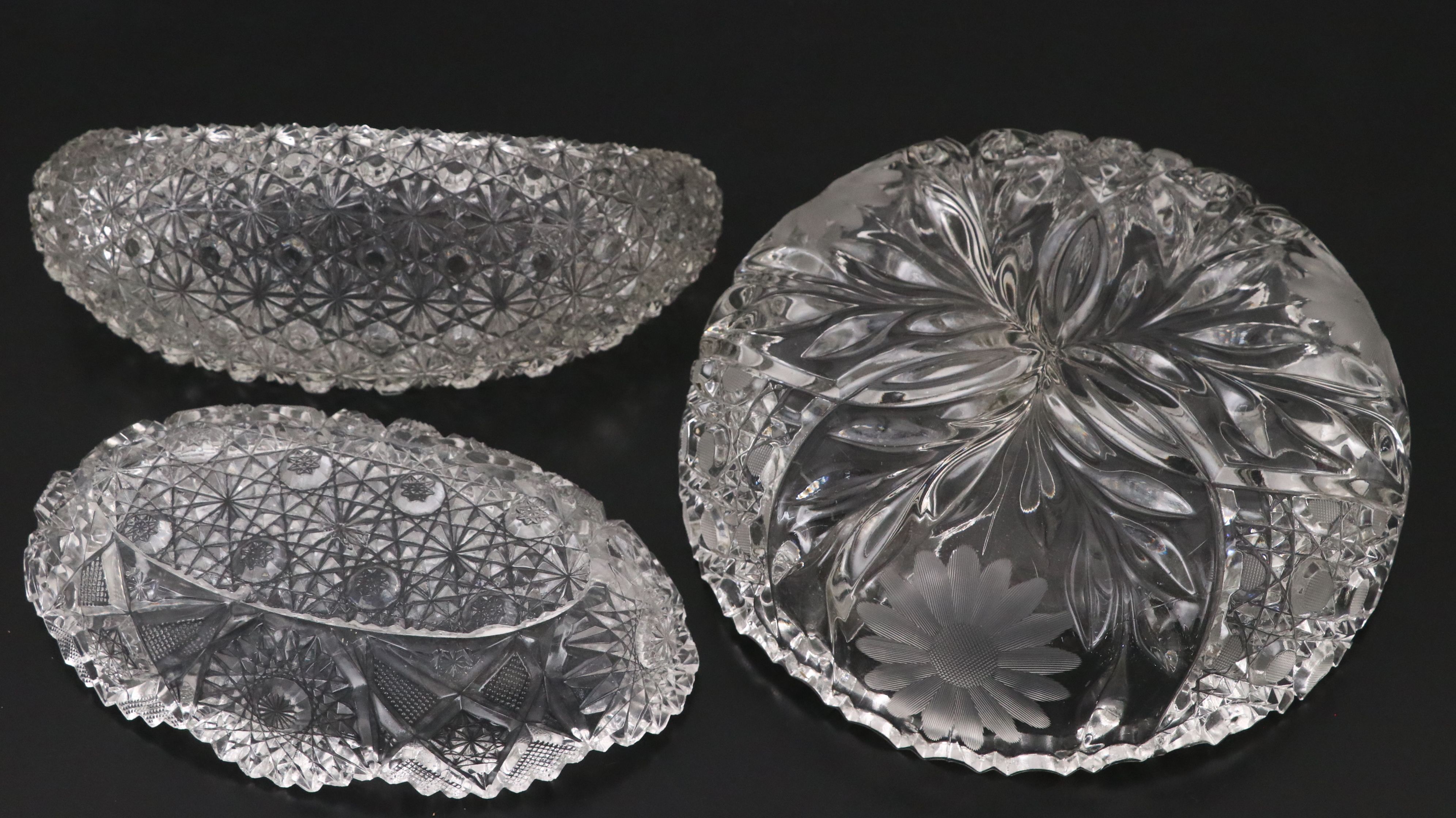 Fenton "Water Lily" Satin Compote with American Brilliant and More Glassware