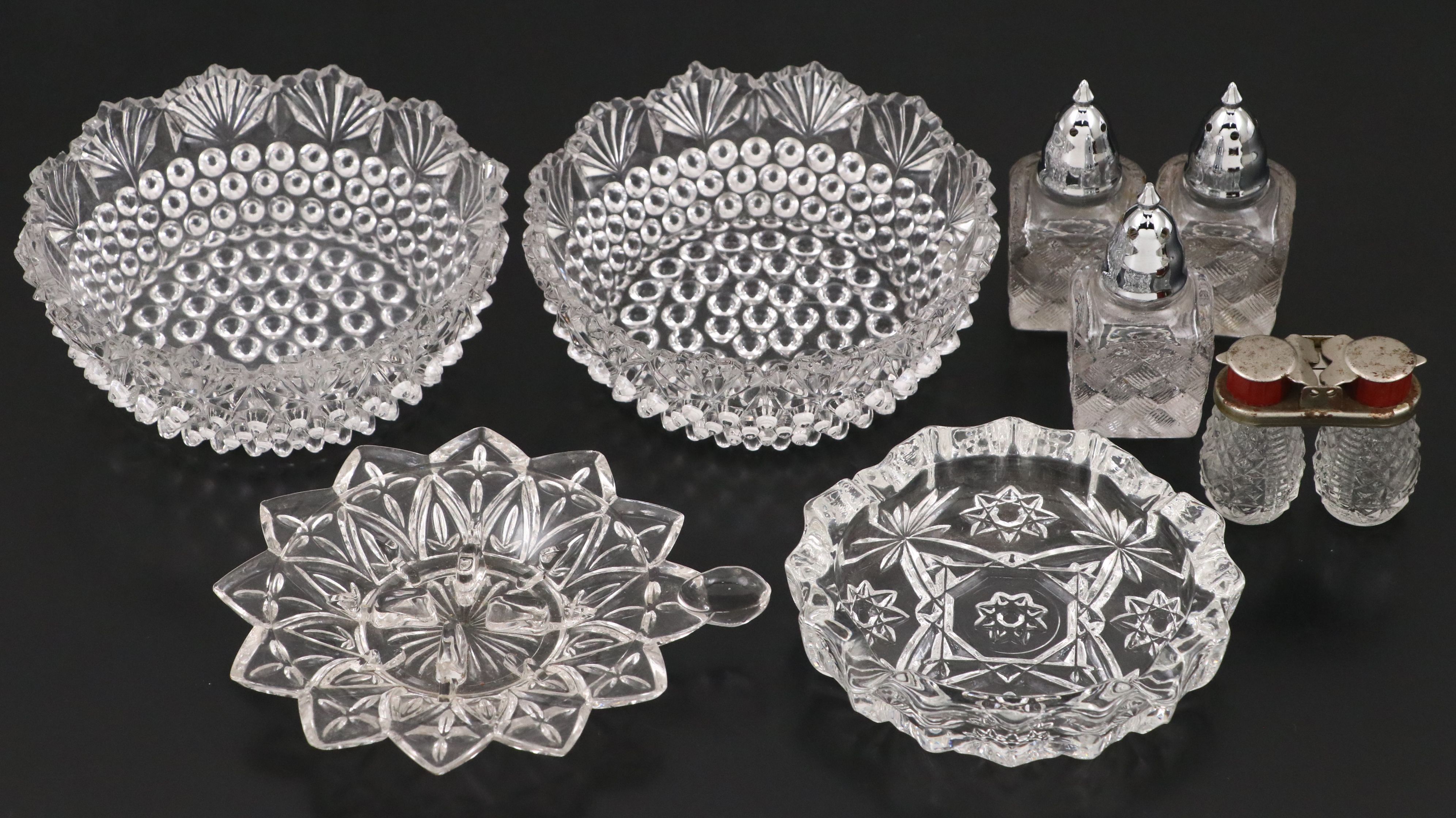 Fenton "Water Lily" Satin Compote with American Brilliant and More Glassware