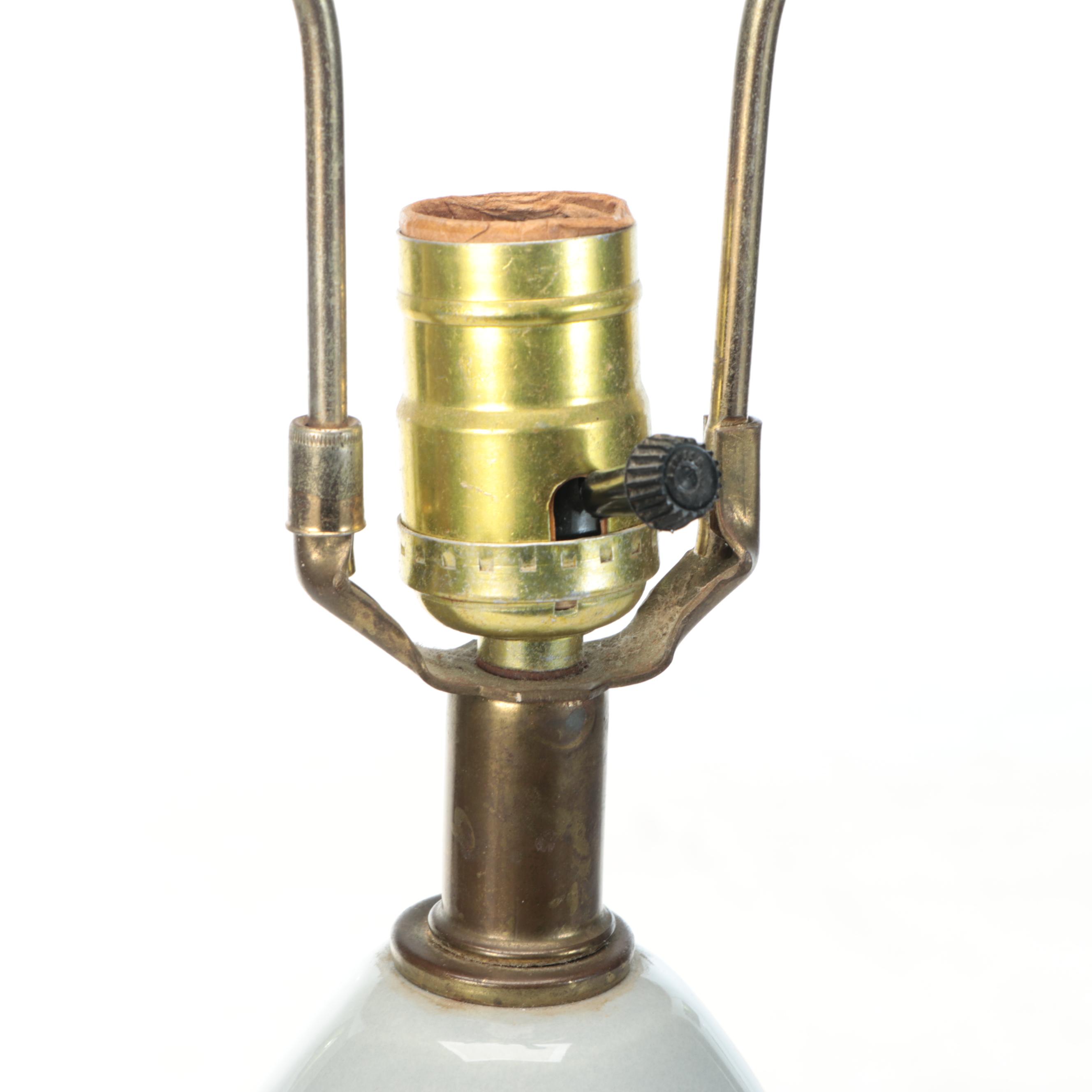 Gray Glazed Ceramic Figural Table Lamp