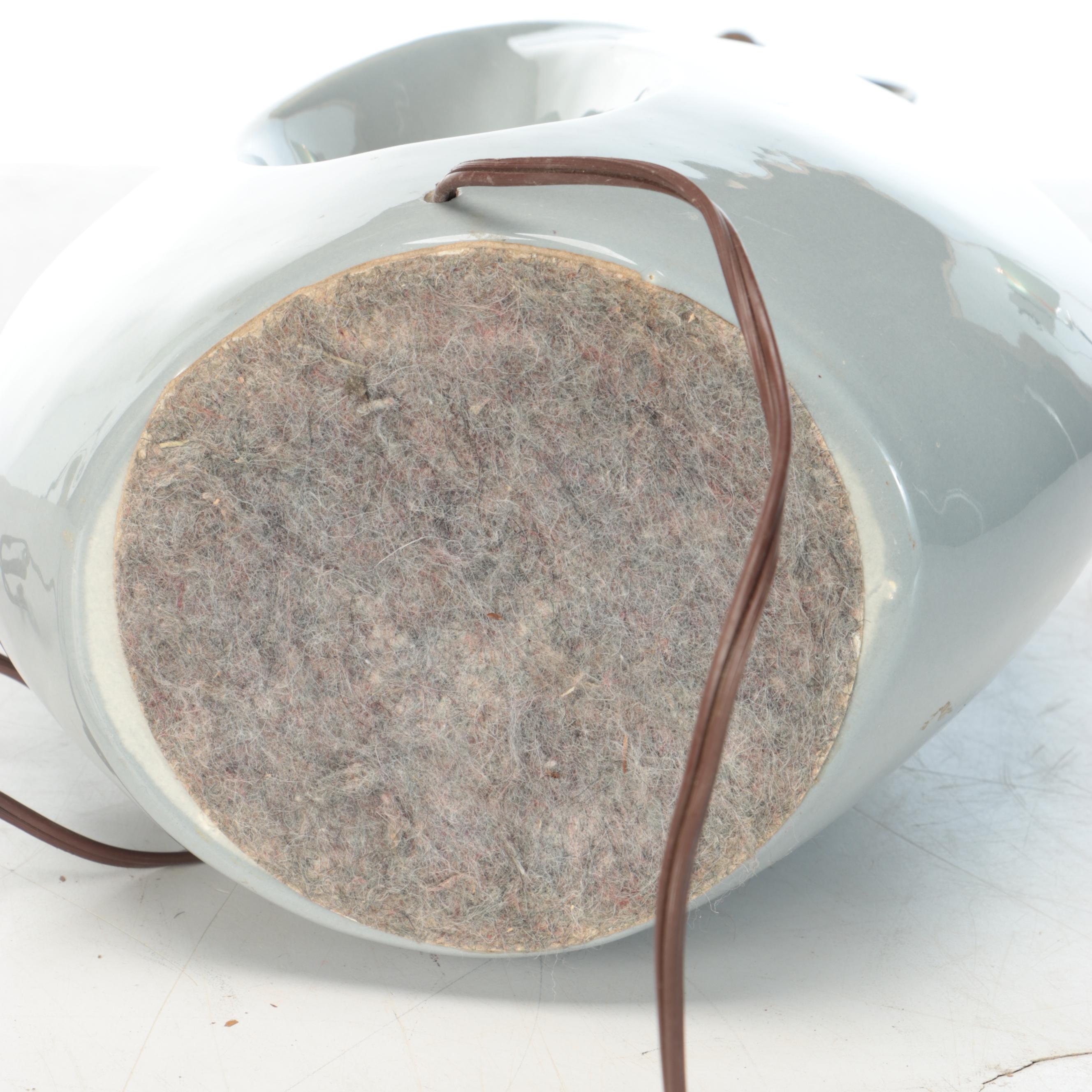 Gray Glazed Ceramic Figural Table Lamp