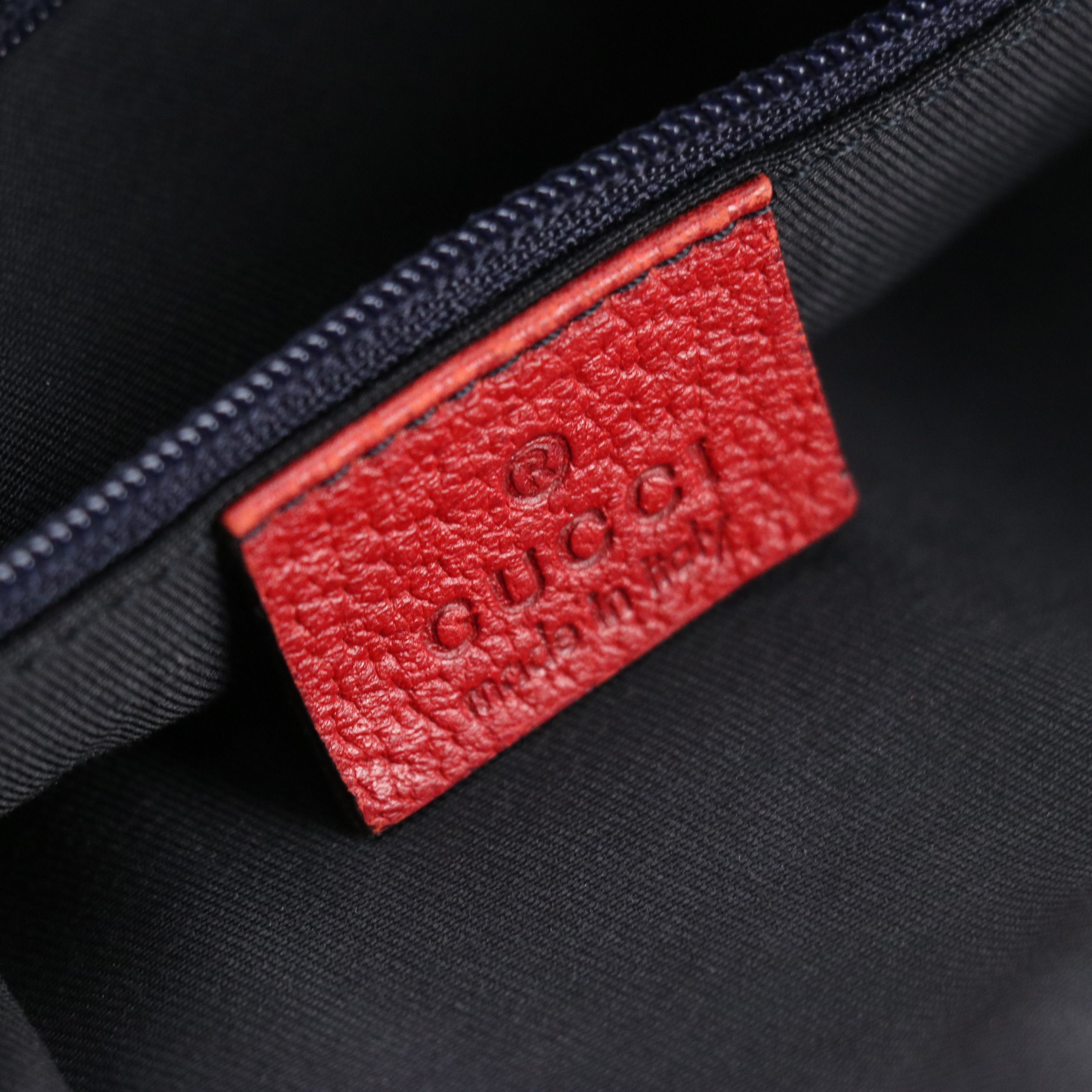 Gucci Abbey D-Ring Tote Bag in GG Canvas with Red Leather Trim