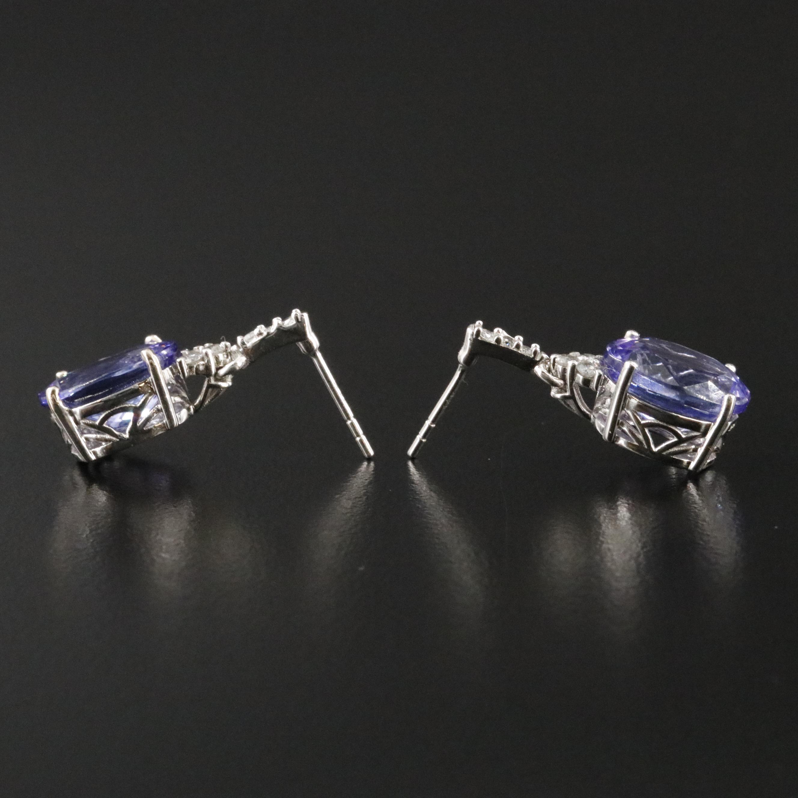 14K Tanzanite and Diamond Drop Earrings