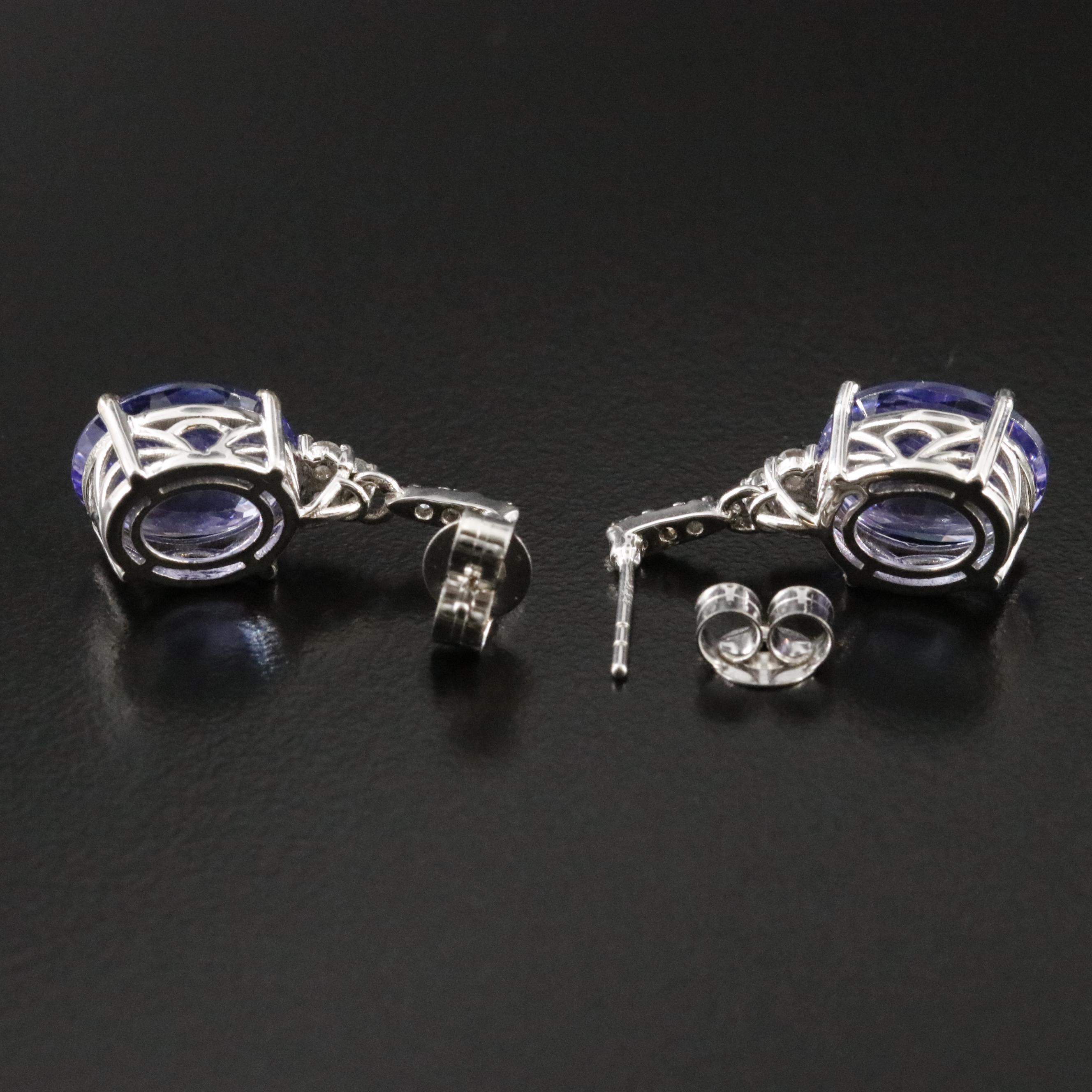 14K Tanzanite and Diamond Drop Earrings