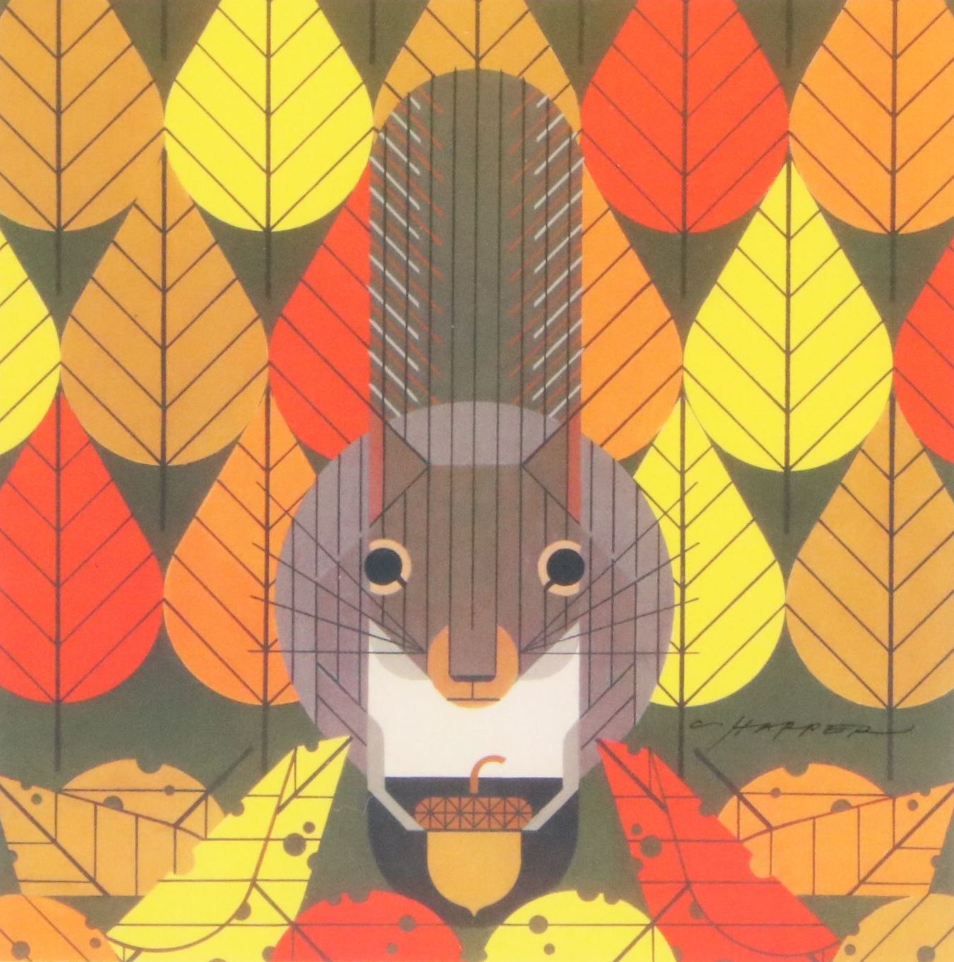 Charley Harper Offset Lithograph "Squirreled Away," 21st Century