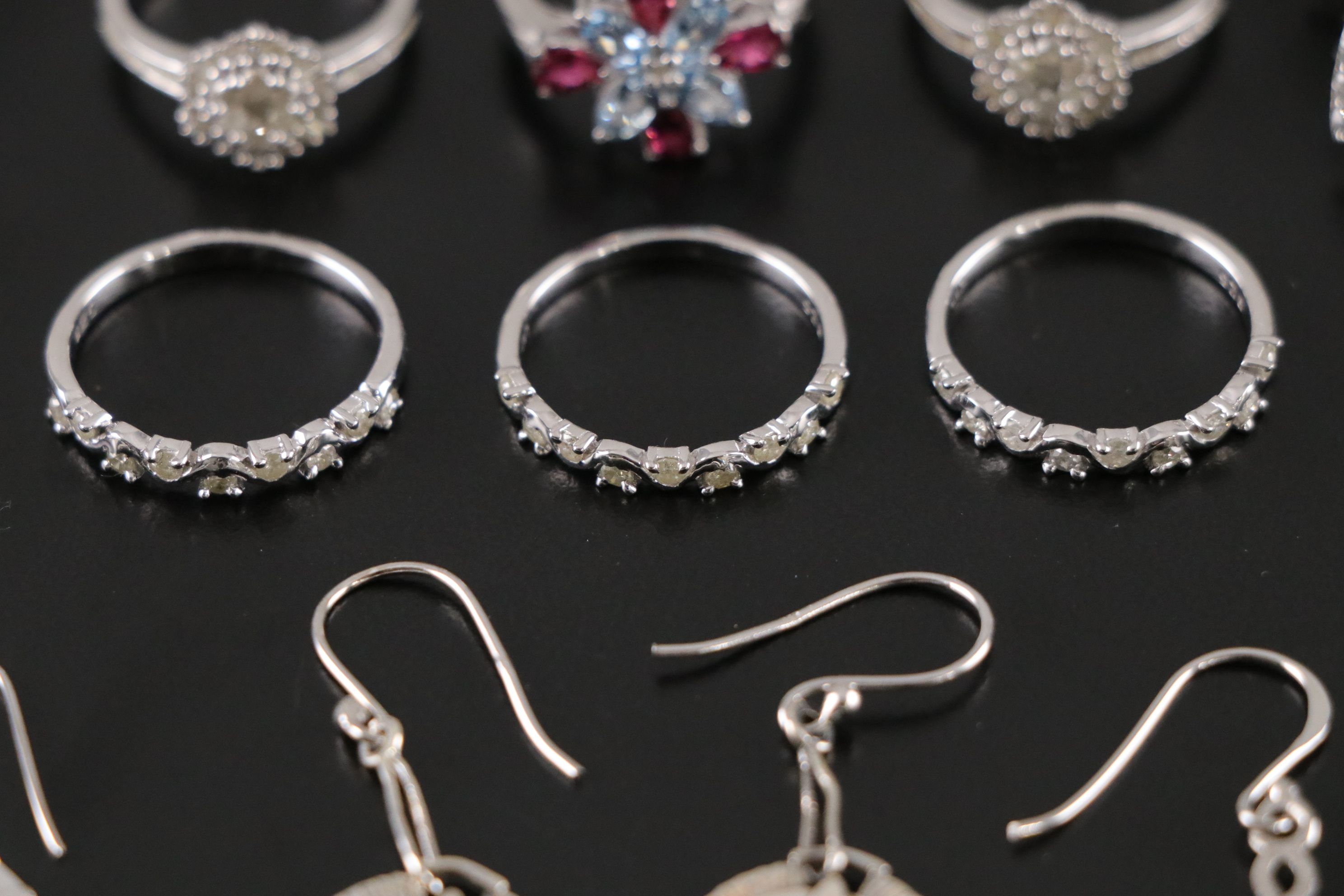 14 Assorted Sterling Silver Rings and Earrings