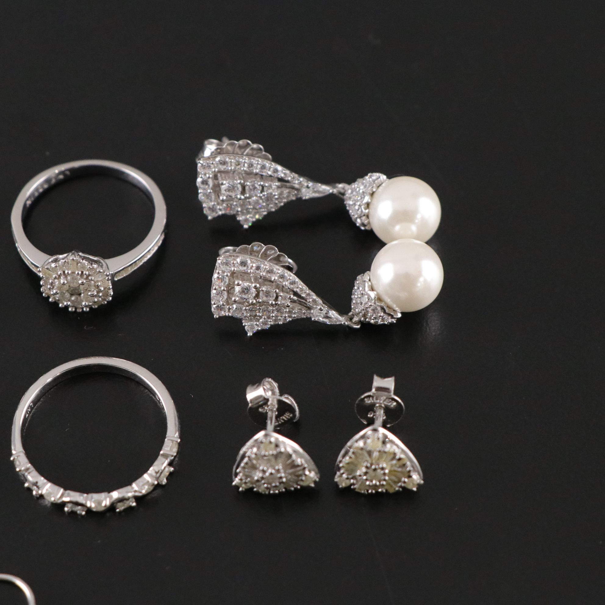 14 Assorted Sterling Silver Rings and Earrings