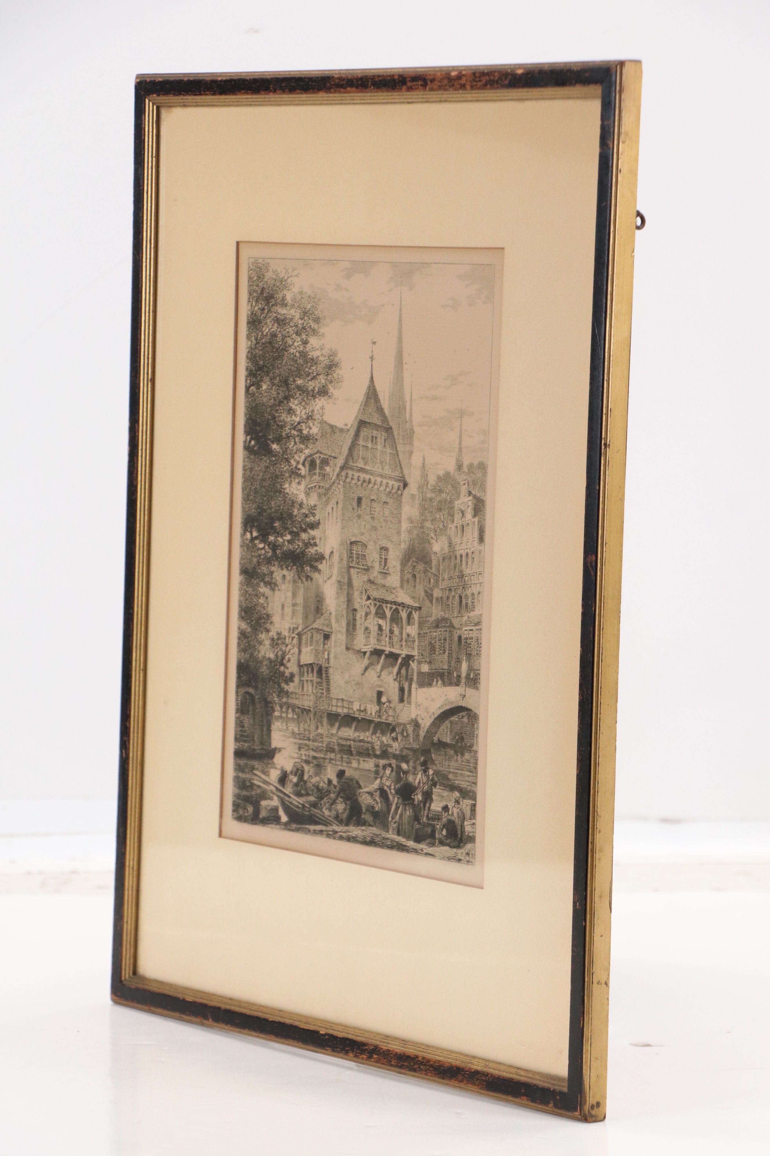 Etching Designed by Axel Herman Haig "An Old German Mill," Circa 1880