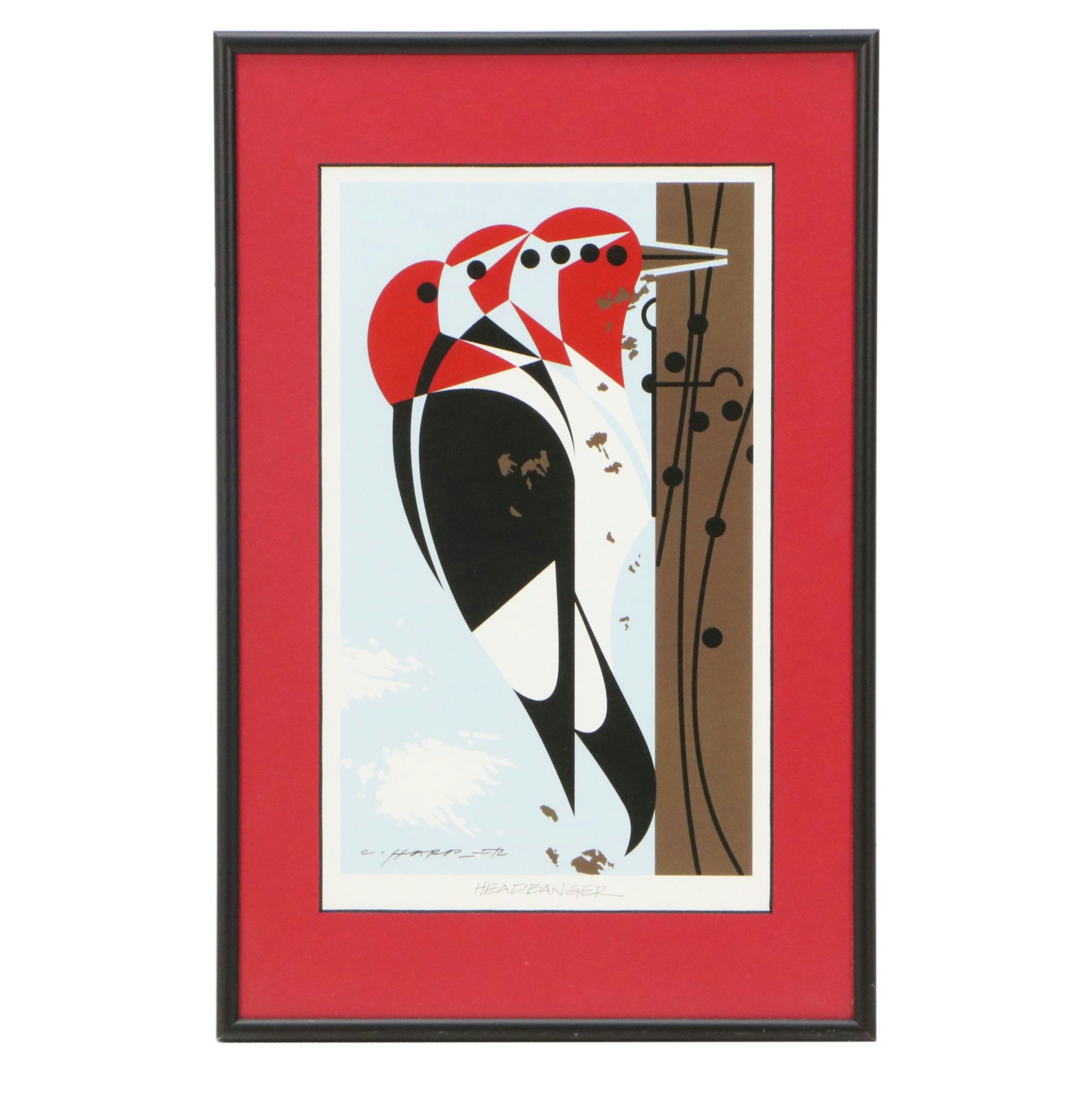 Charley Harper Offset Lithograph "Headbanger," 21st Century