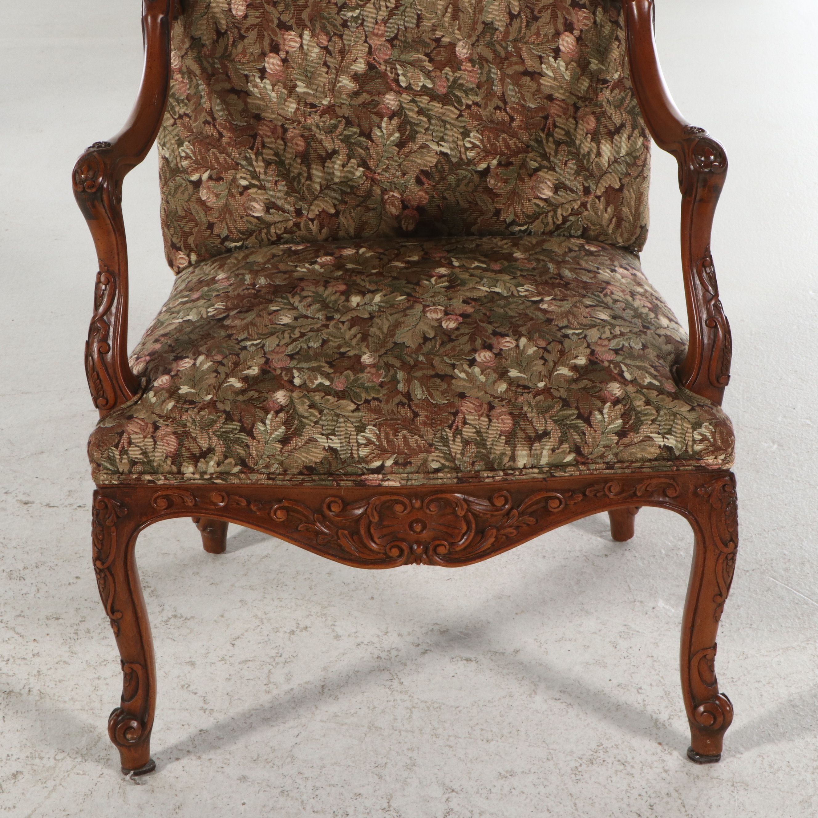 Pair of Louis XV Style Upholstered Armchairs