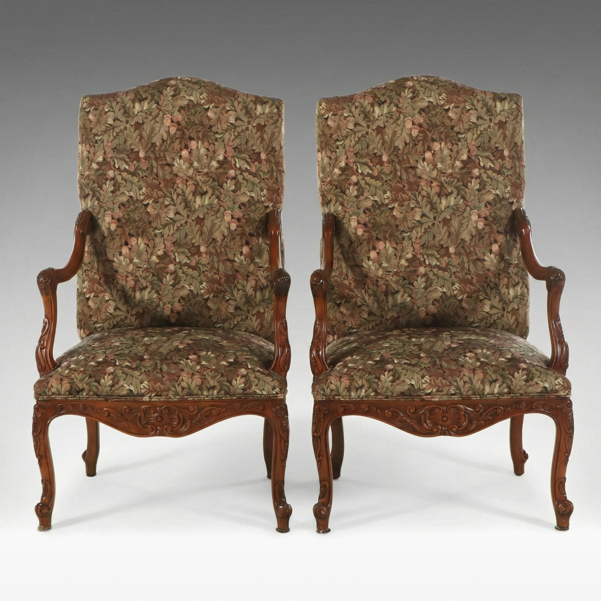 Pair of Louis XV Style Upholstered Armchairs