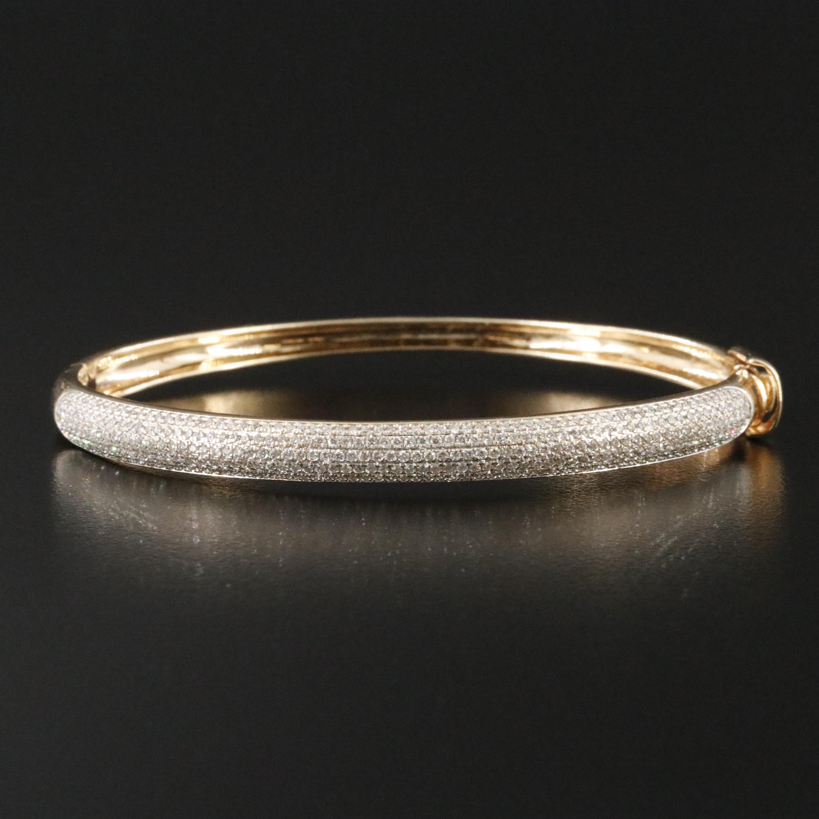 14K 1.58 CTW Diamond Hinged Bangle Bracelet