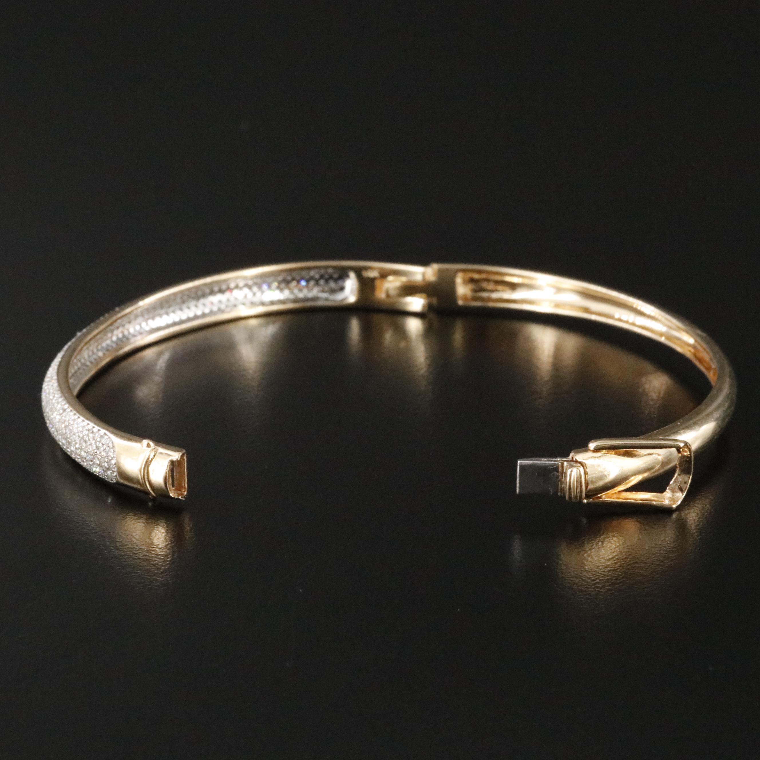 14K 1.58 CTW Diamond Hinged Bangle Bracelet