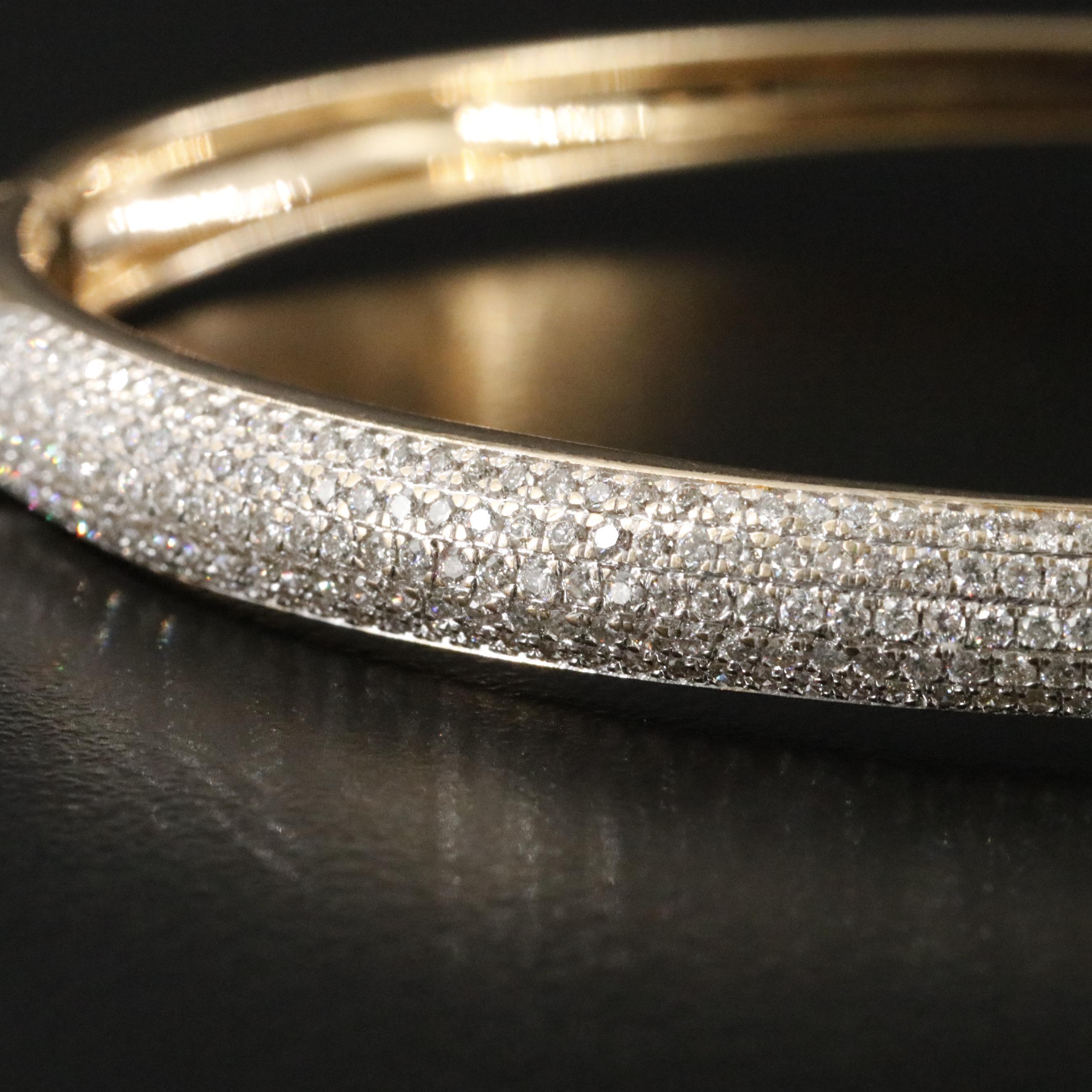 14K 1.58 CTW Diamond Hinged Bangle Bracelet