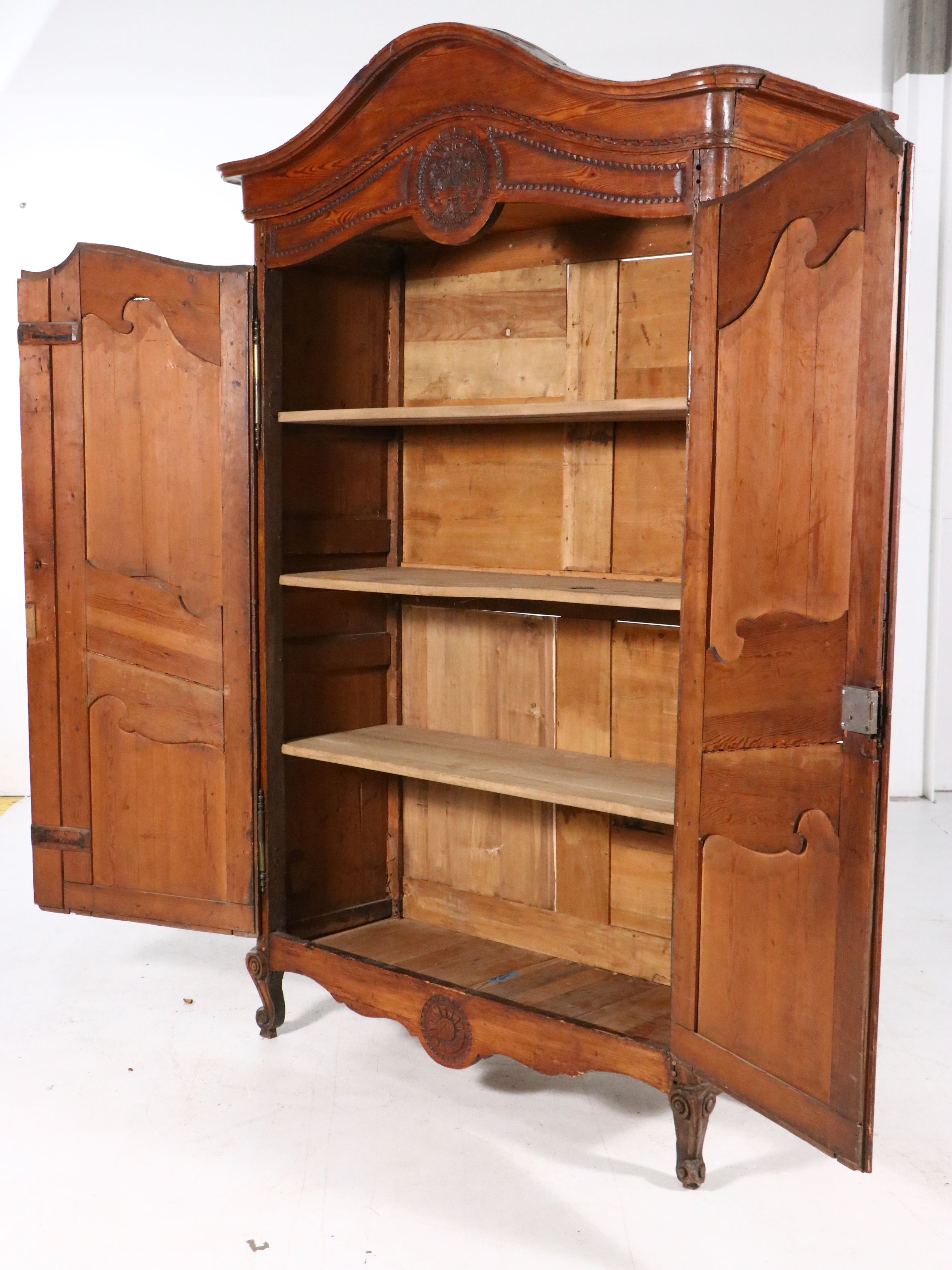 Antique French Provincial Carved Oak Wedding Armoire