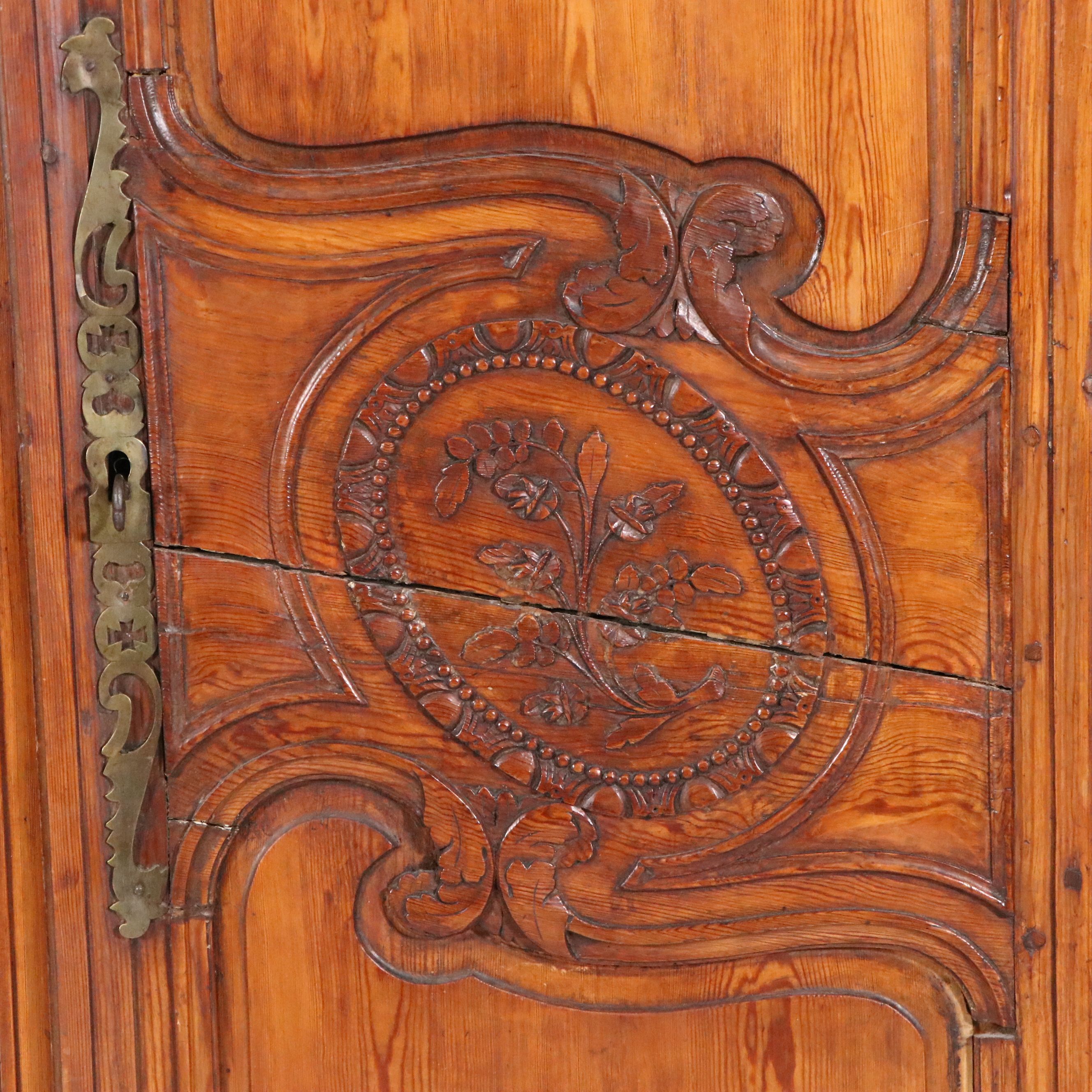 Antique French Provincial Carved Oak Wedding Armoire